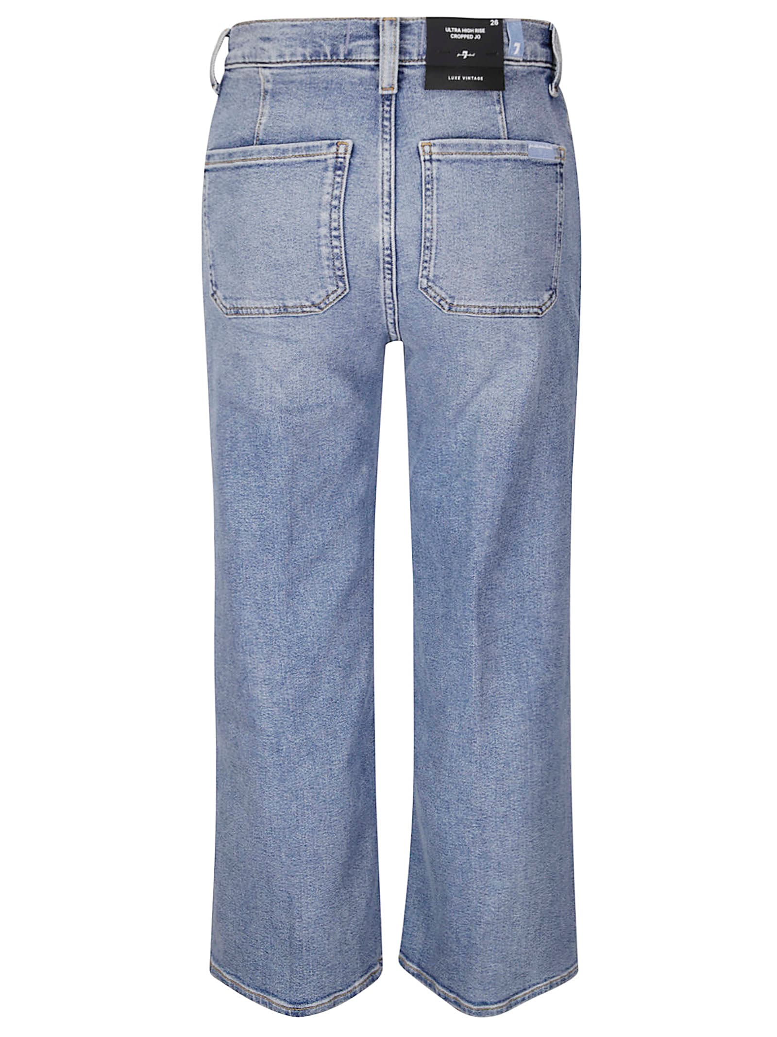 7 For All Mankind Ultra High Rise Cropped Jo Fancy With Exposed Butt In Blue
