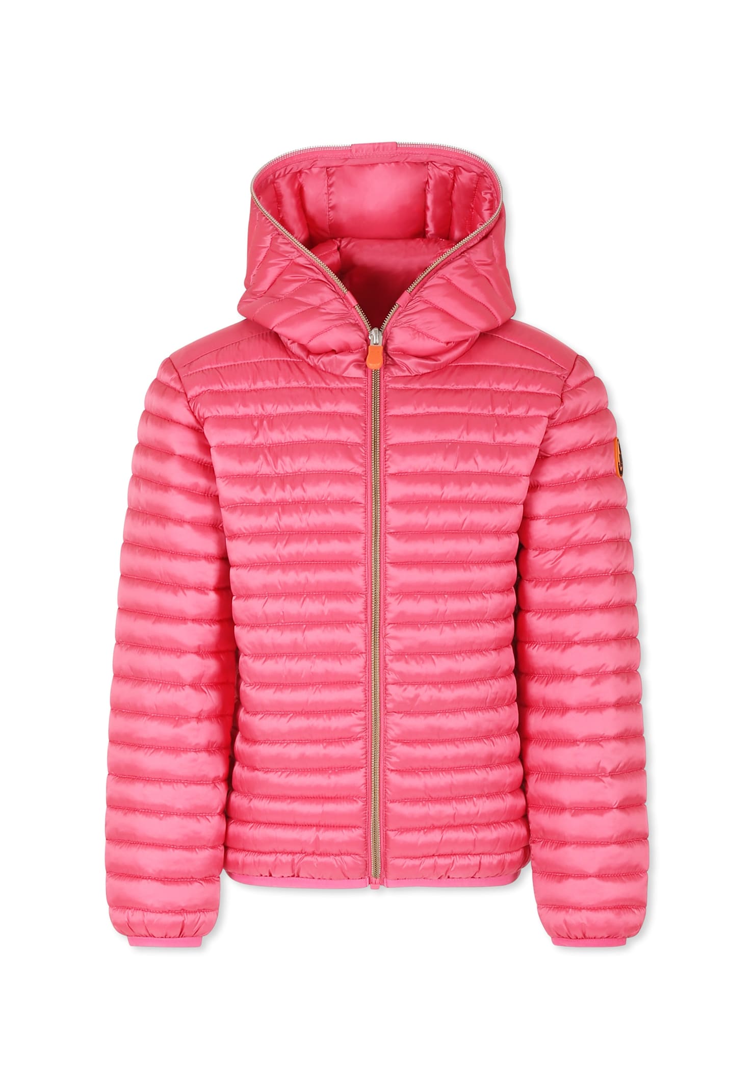 Save The Duck Fuchsia Down Jacket For Girl With Logo