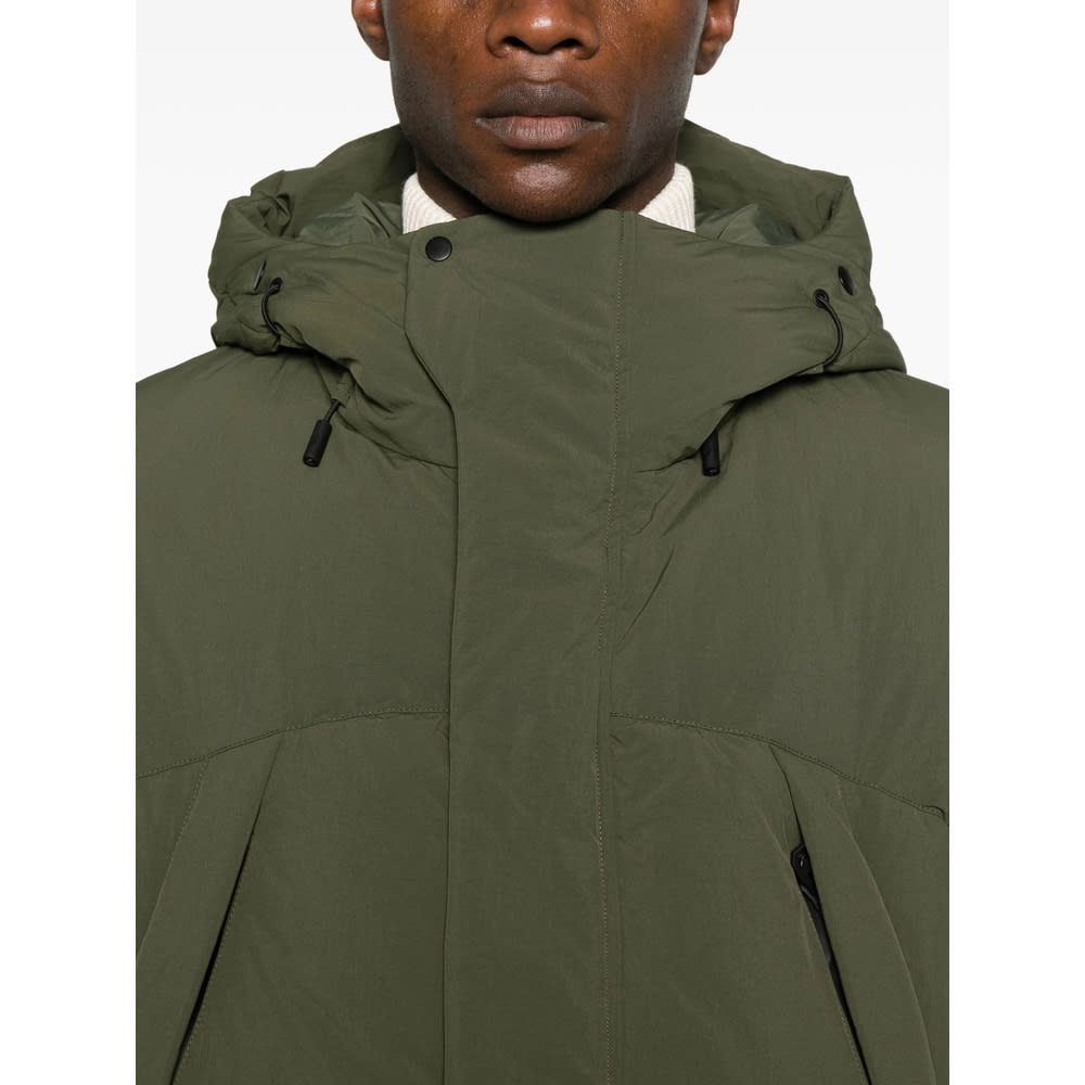 Jg1 Quilted Hooded Jacket Elastic Cuffs In Green