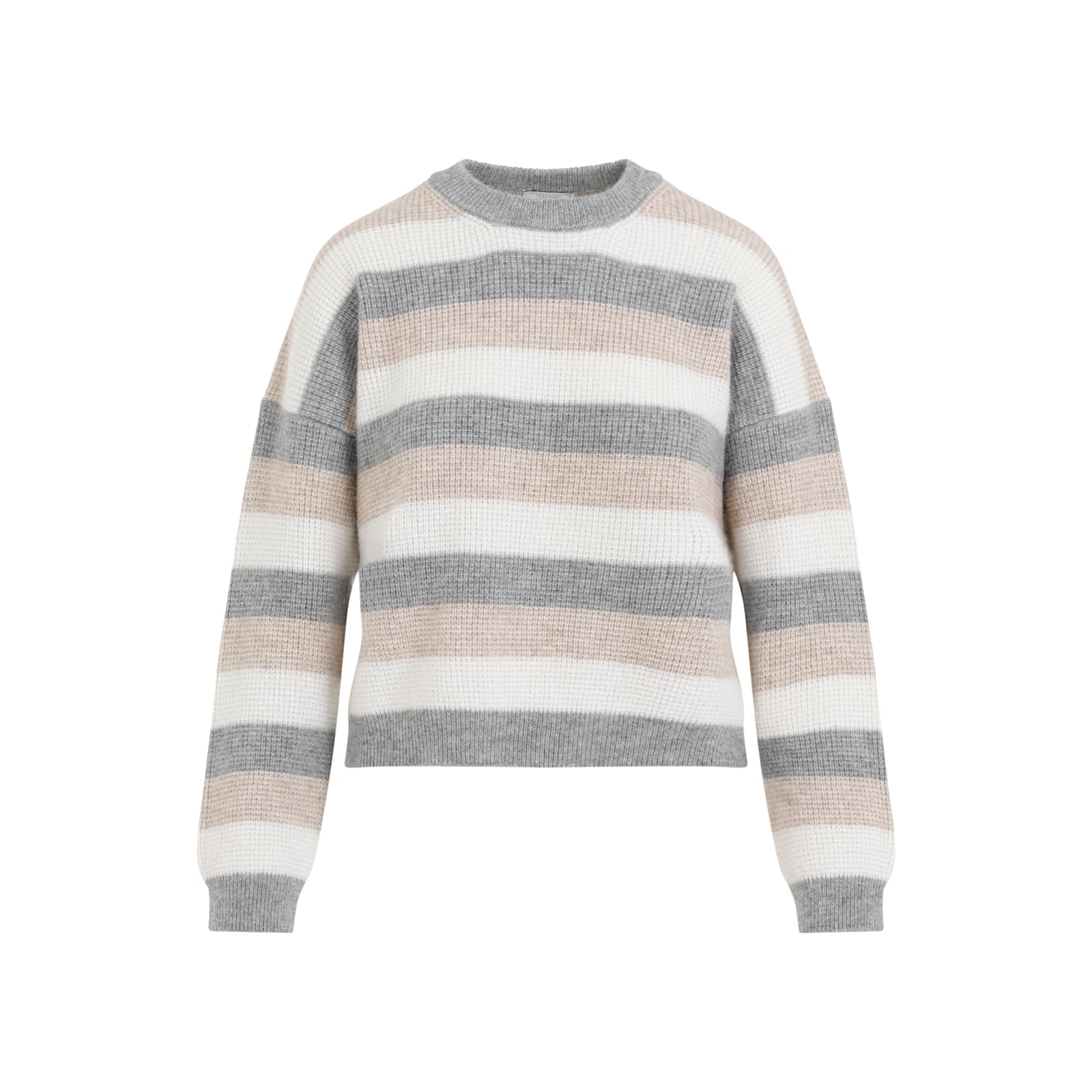 Shop Peserico Striped Sweater In Granito