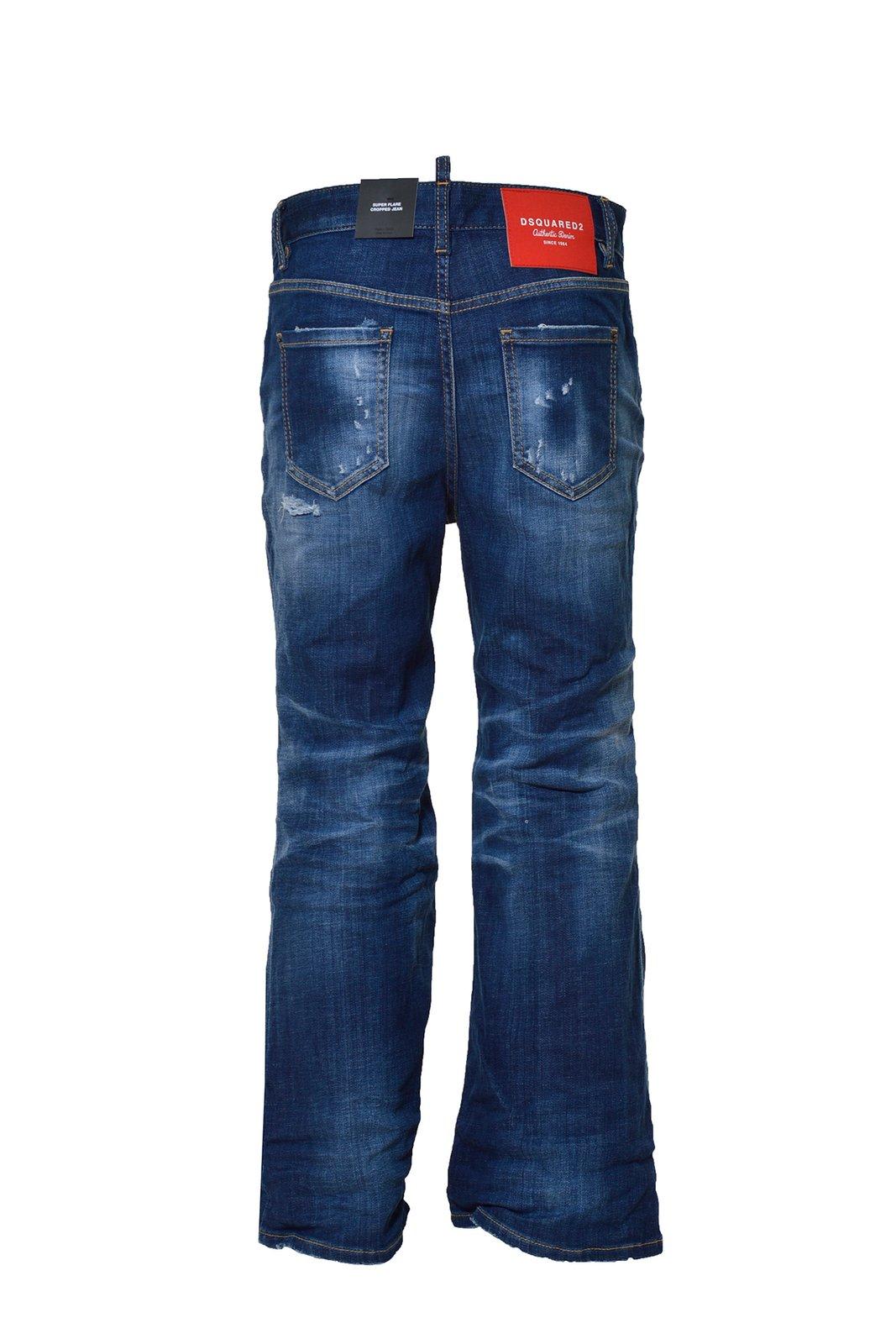 Shop Dsquared2 Distressed Straight Leg Jeans In Denim