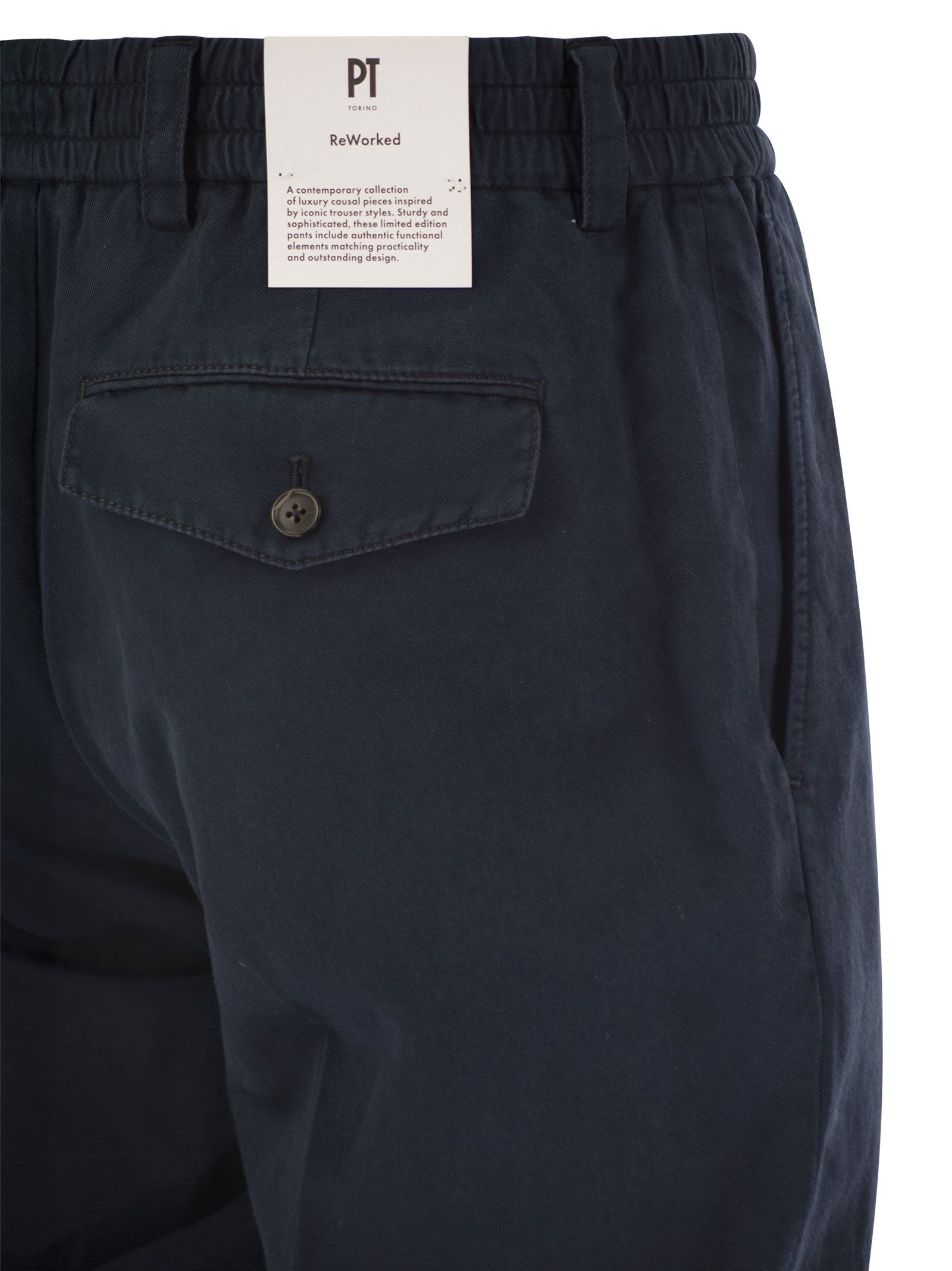 Shop Pt01 Rebel - Cotton And Linen Trousers In Blue