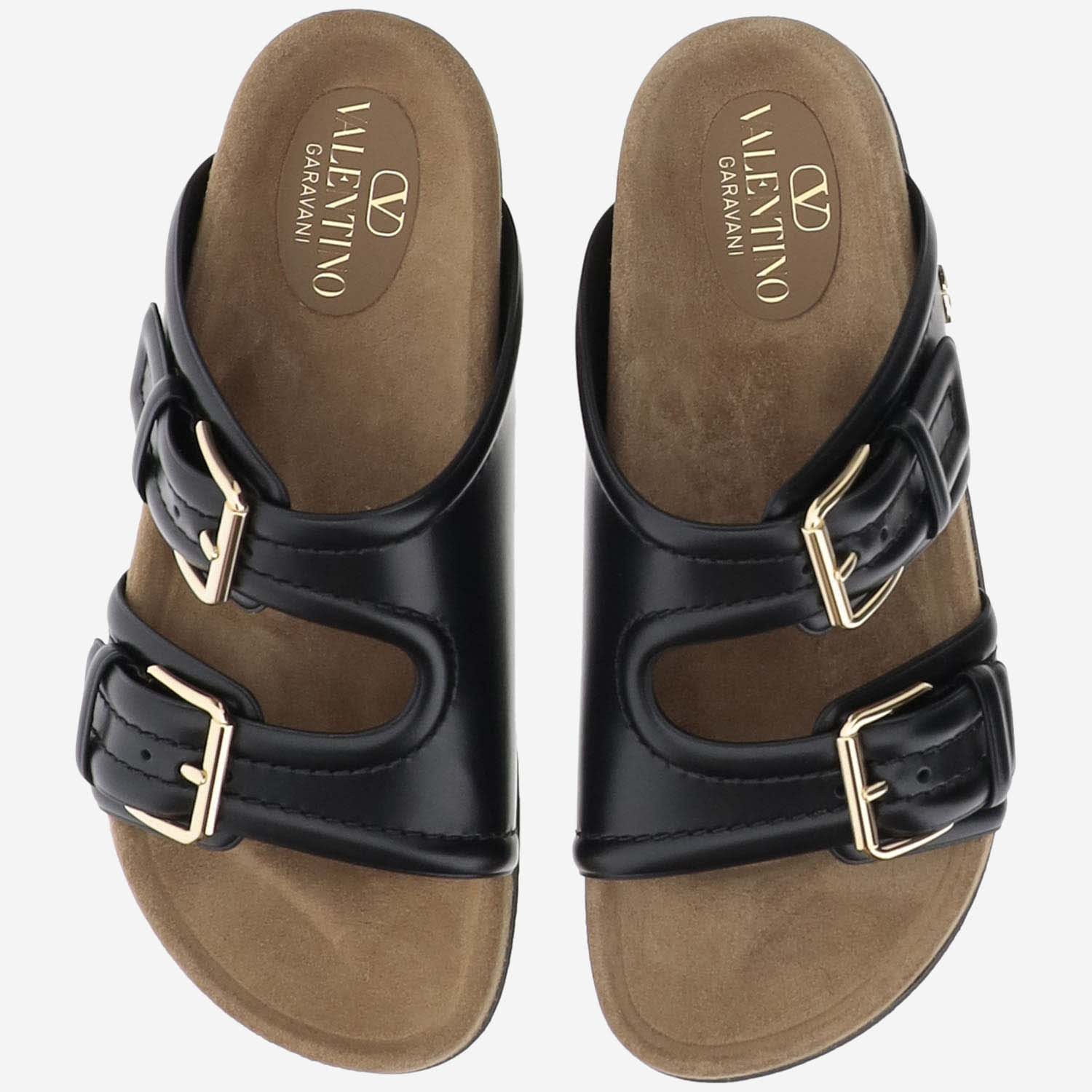 Shop Valentino 30mm Calfskin Fussfriend Slide Sandals In Black