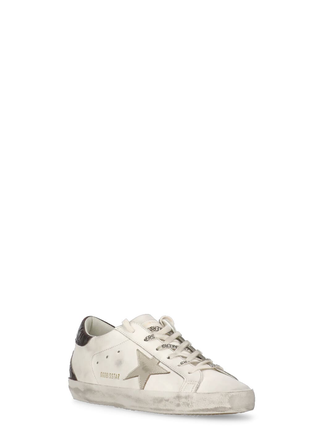 Golden Goose Women 'super-star' White Low Top Sneakers With Embossed Logo And Contrasting Heel In Le In Animal Print