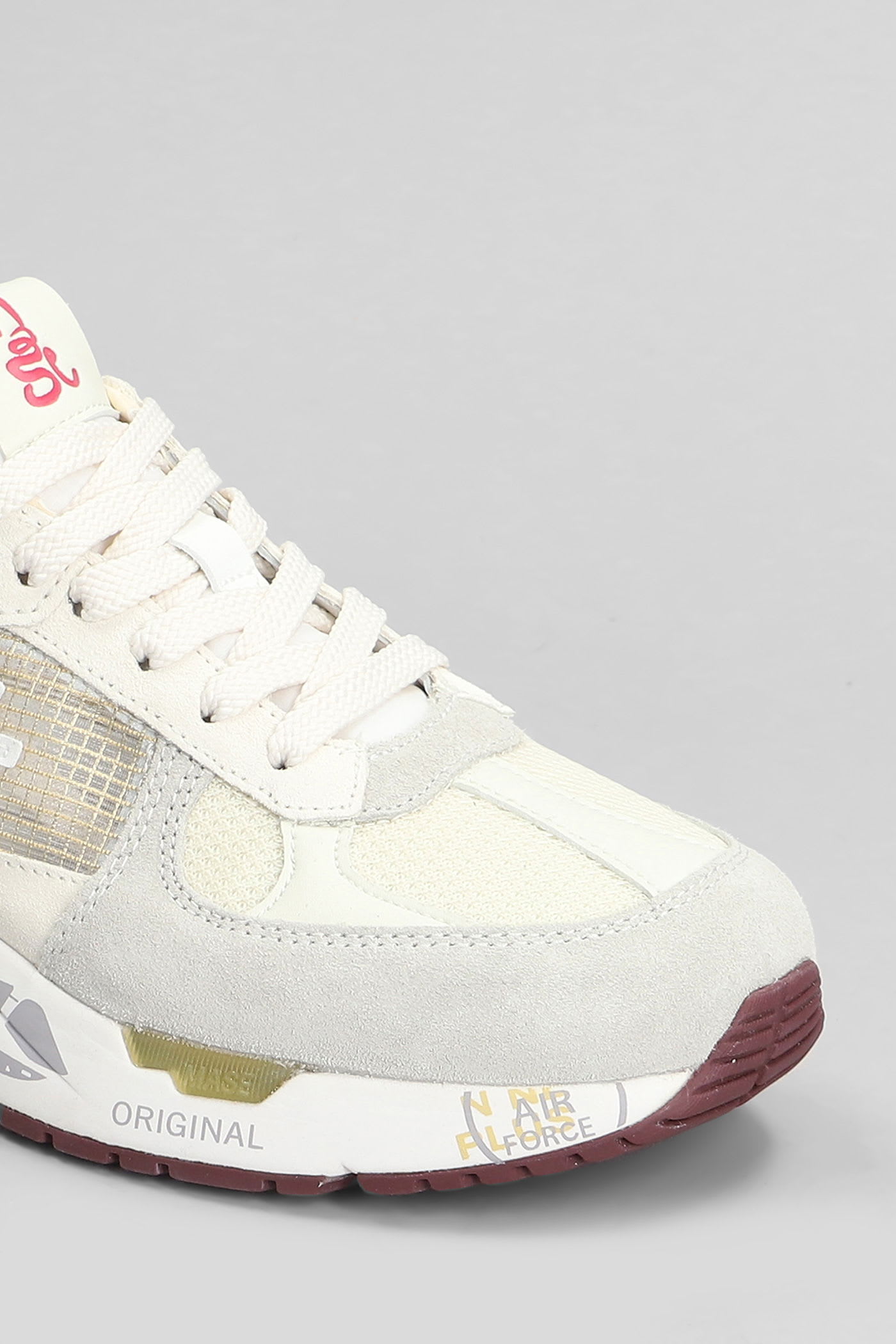 Premiata Mase Sneakers In Grey Suede And Fabric In Sand