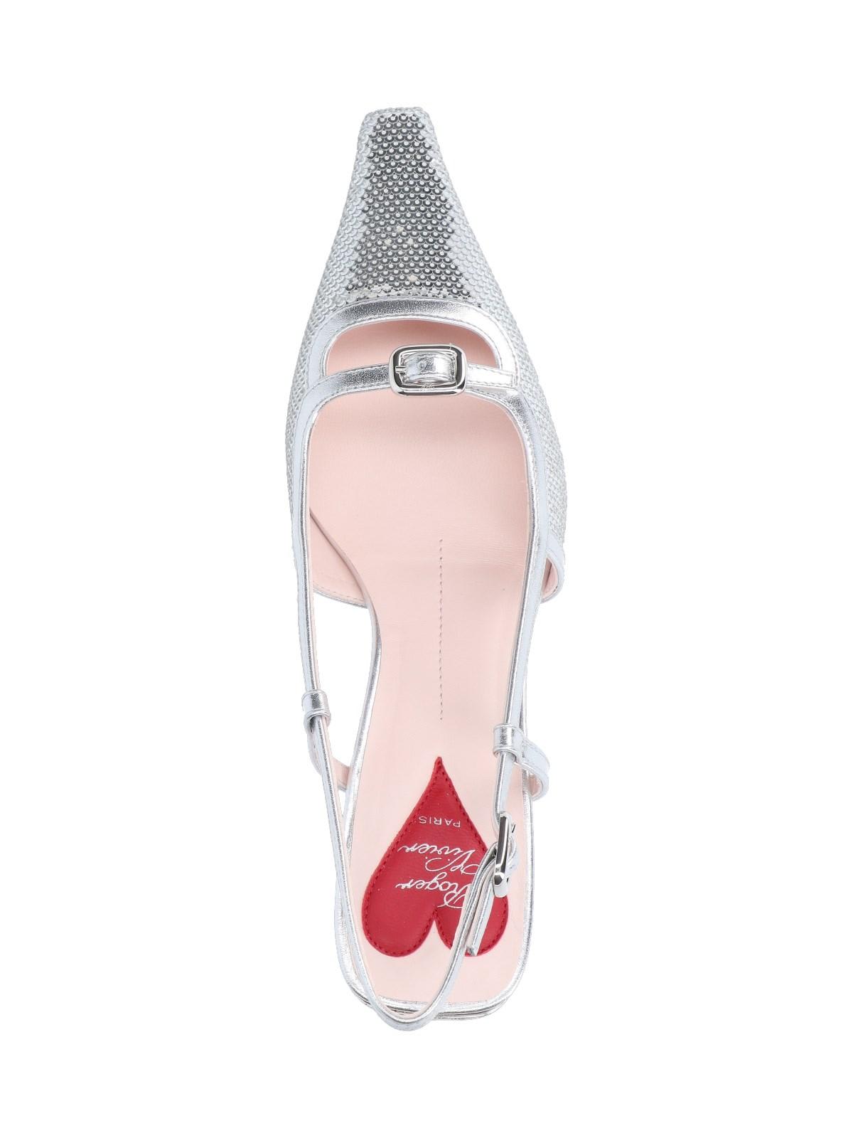 Roger Vivier Small Buckle Slingback Pumps In Silver
