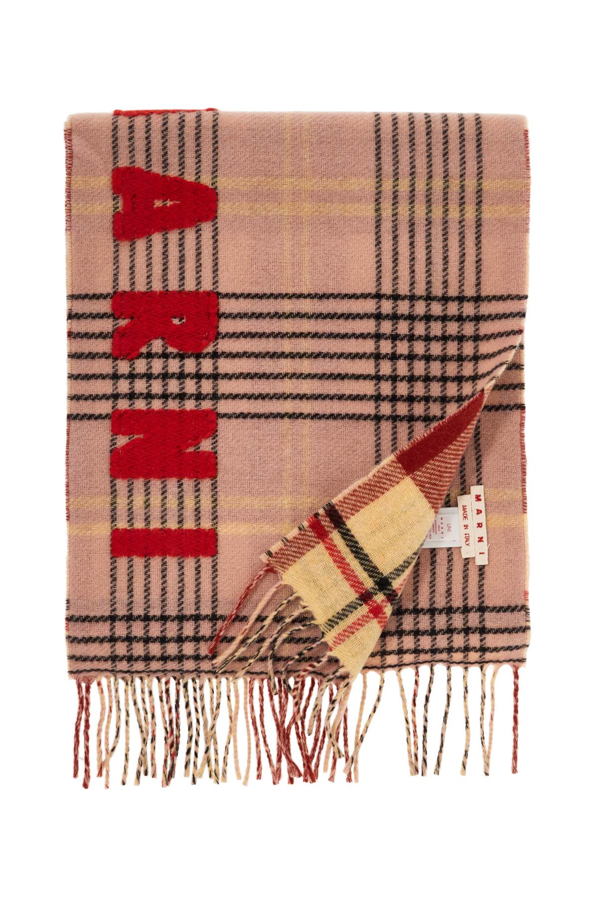 Shop Marni Double Check Wool Scarf In 8 In Antique Rose (pink)