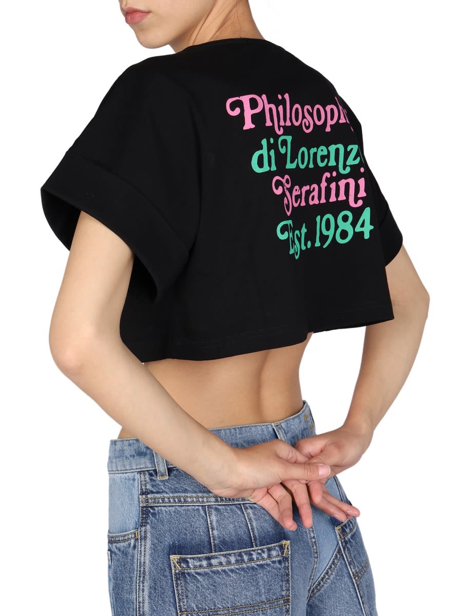 Shop Philosophy Di Lorenzo Serafini Cropped Logo Print T-shirt In Black