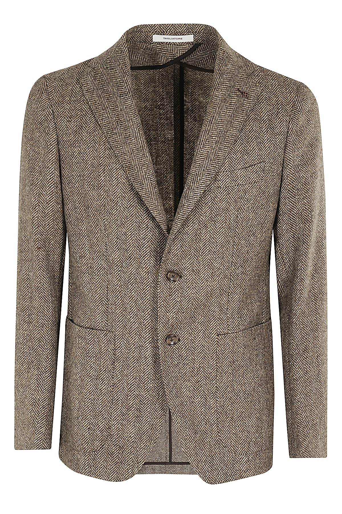 Shop Tagliatore Montecarlo Lana Spinata Tweed In Moro