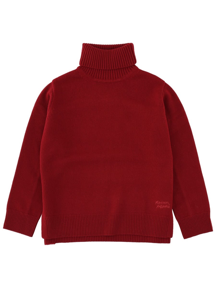 Maison Kitsuné Turtleneck Sweater In Burgundy