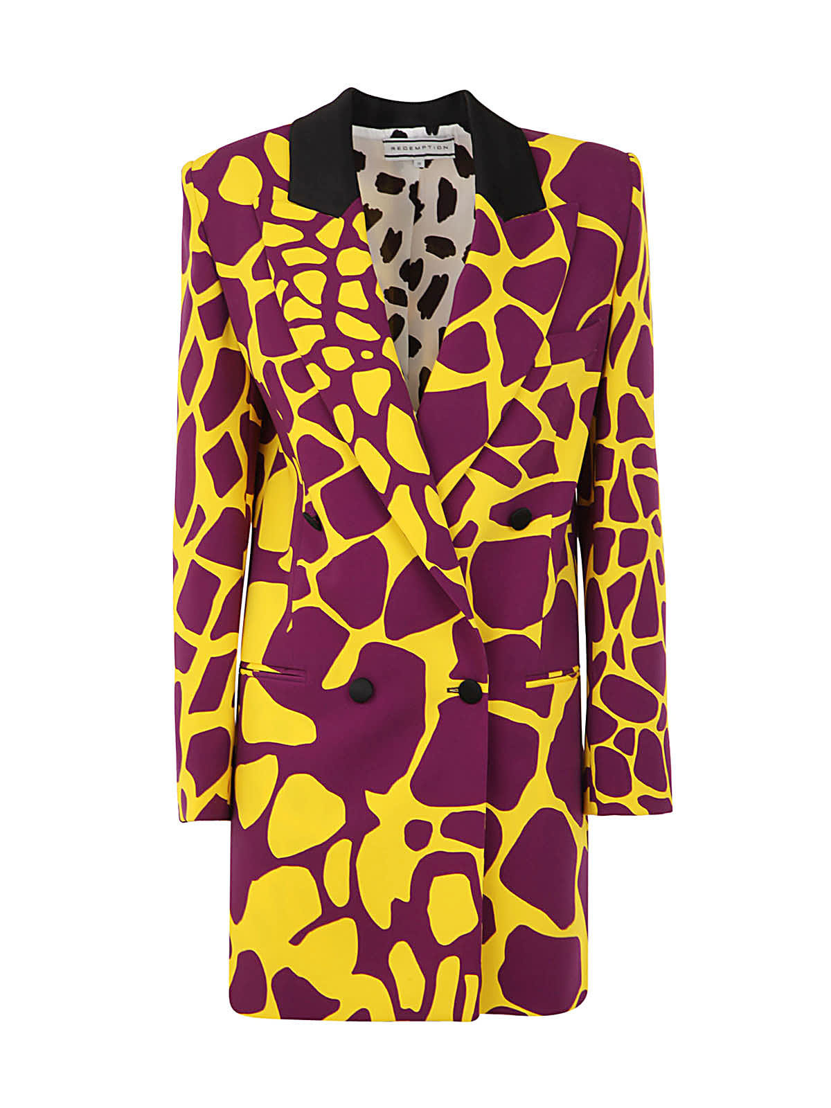 Redemption Giraffe-print Blazer Dress In Giraffe Print Saffron Purple ...