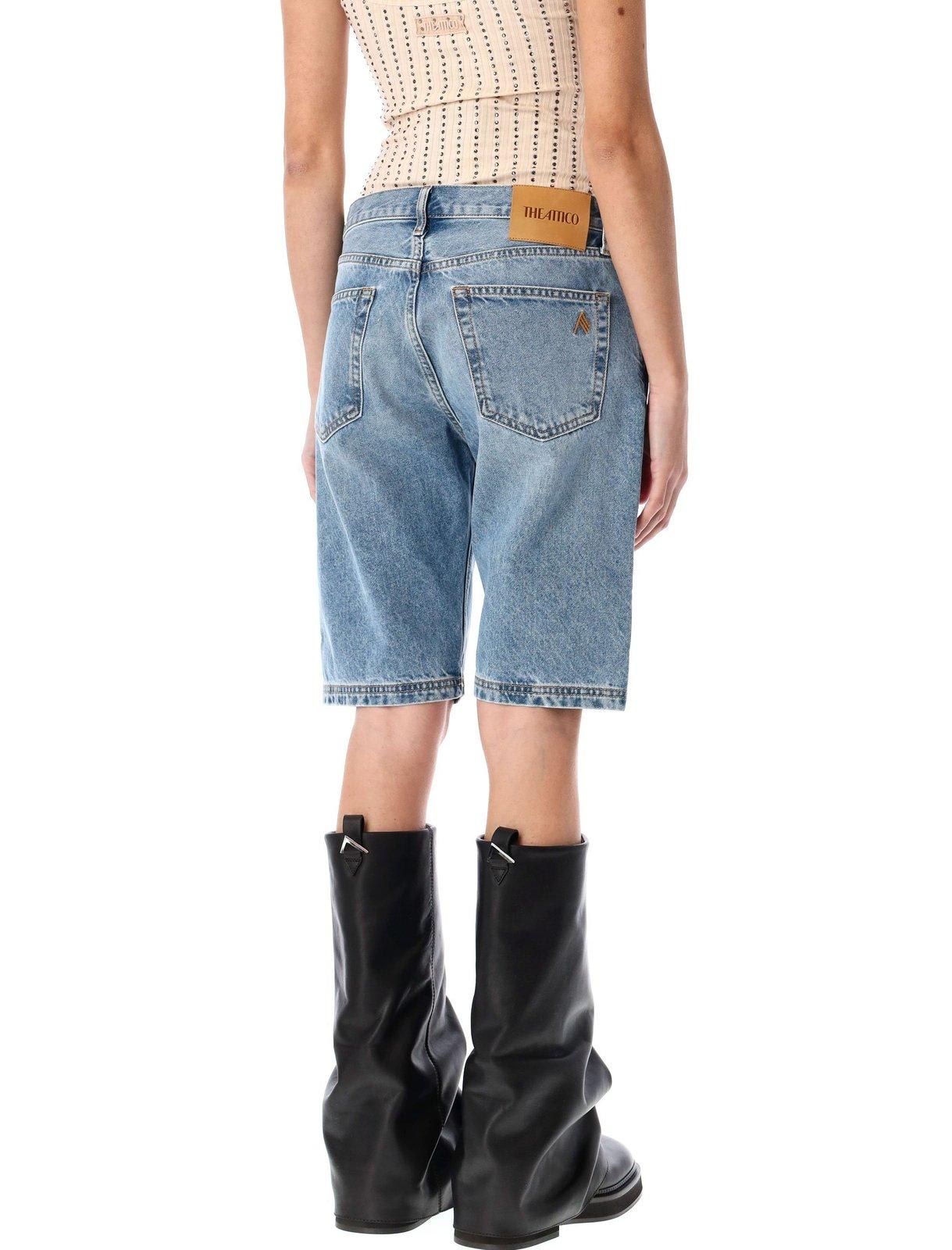 Shop Attico Denim Short Pants In Sky Blue