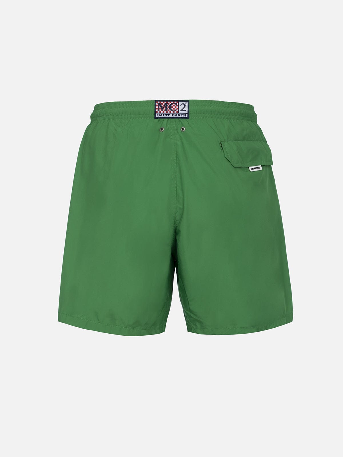 Mc2 Saint Barth Man Lightweight Fabric Grass Green Swim-shorts Lighting Pantone Pantone Special Edition In Green