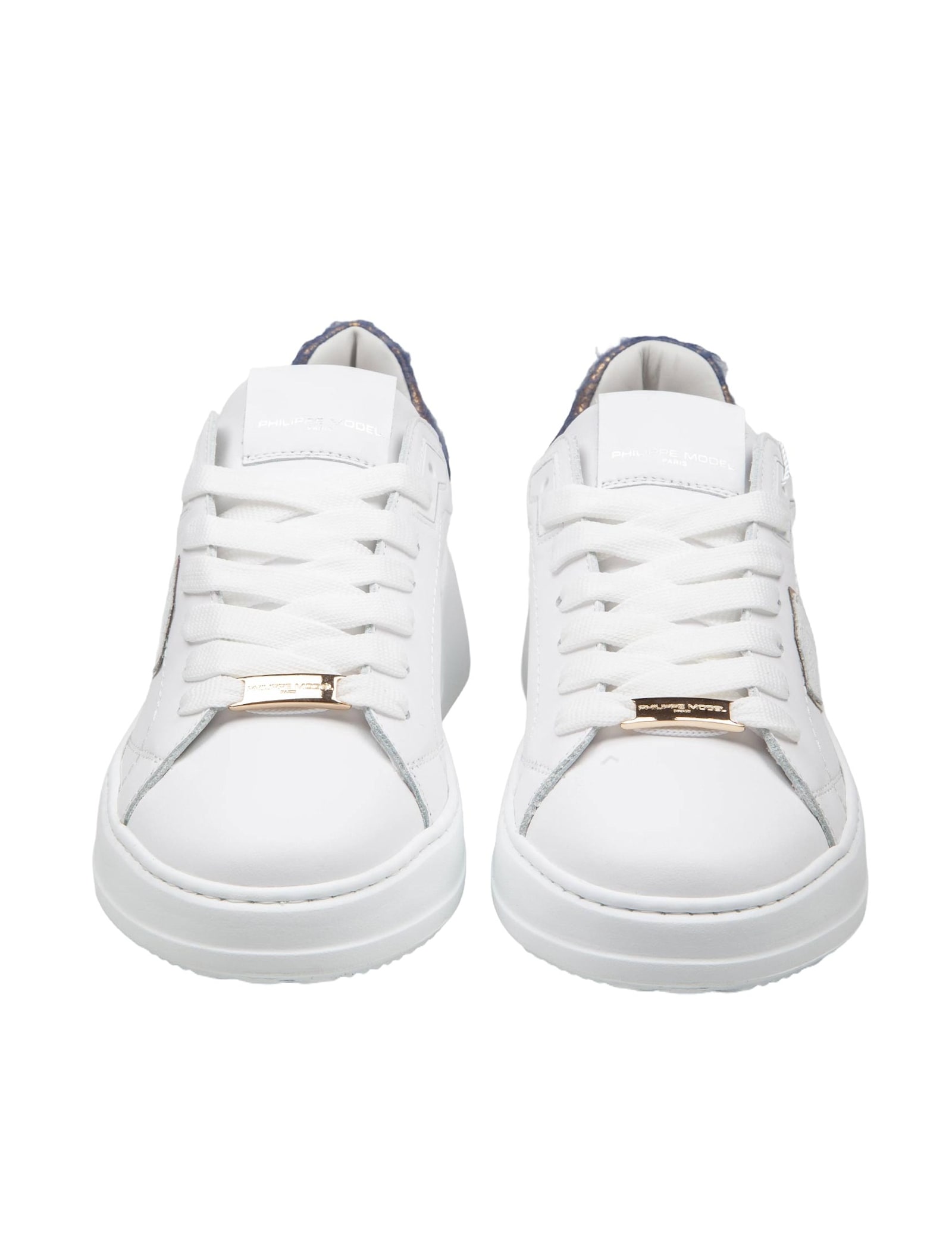 Shop Philippe Model Tres Temple Low In Leather White Color