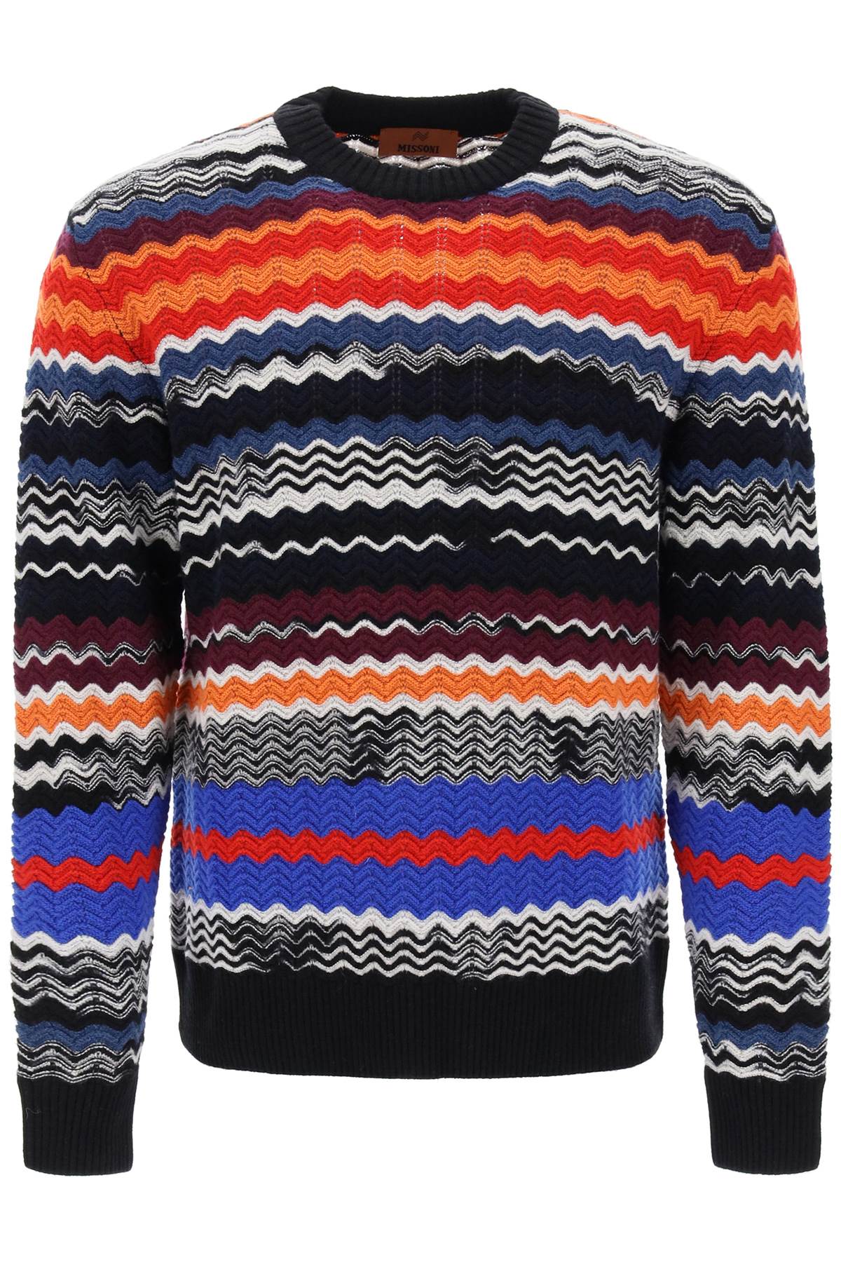 Missoni Crew-neck Sweater With Multicolor Herringbone Motif