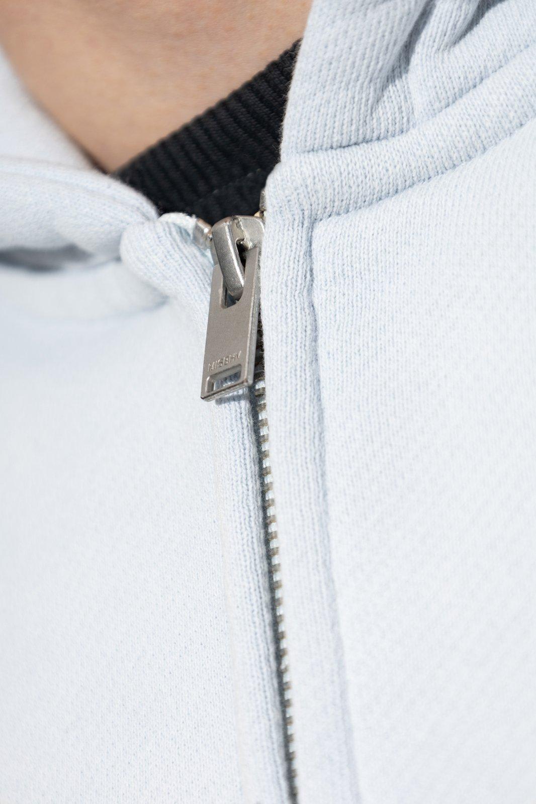 Misbhv Cotton Sweatshirt In Light Blue With Zip Fastening