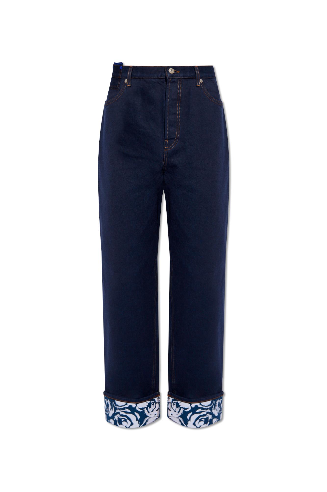 Shop Burberry Jeans With Logo In Indigo Blue