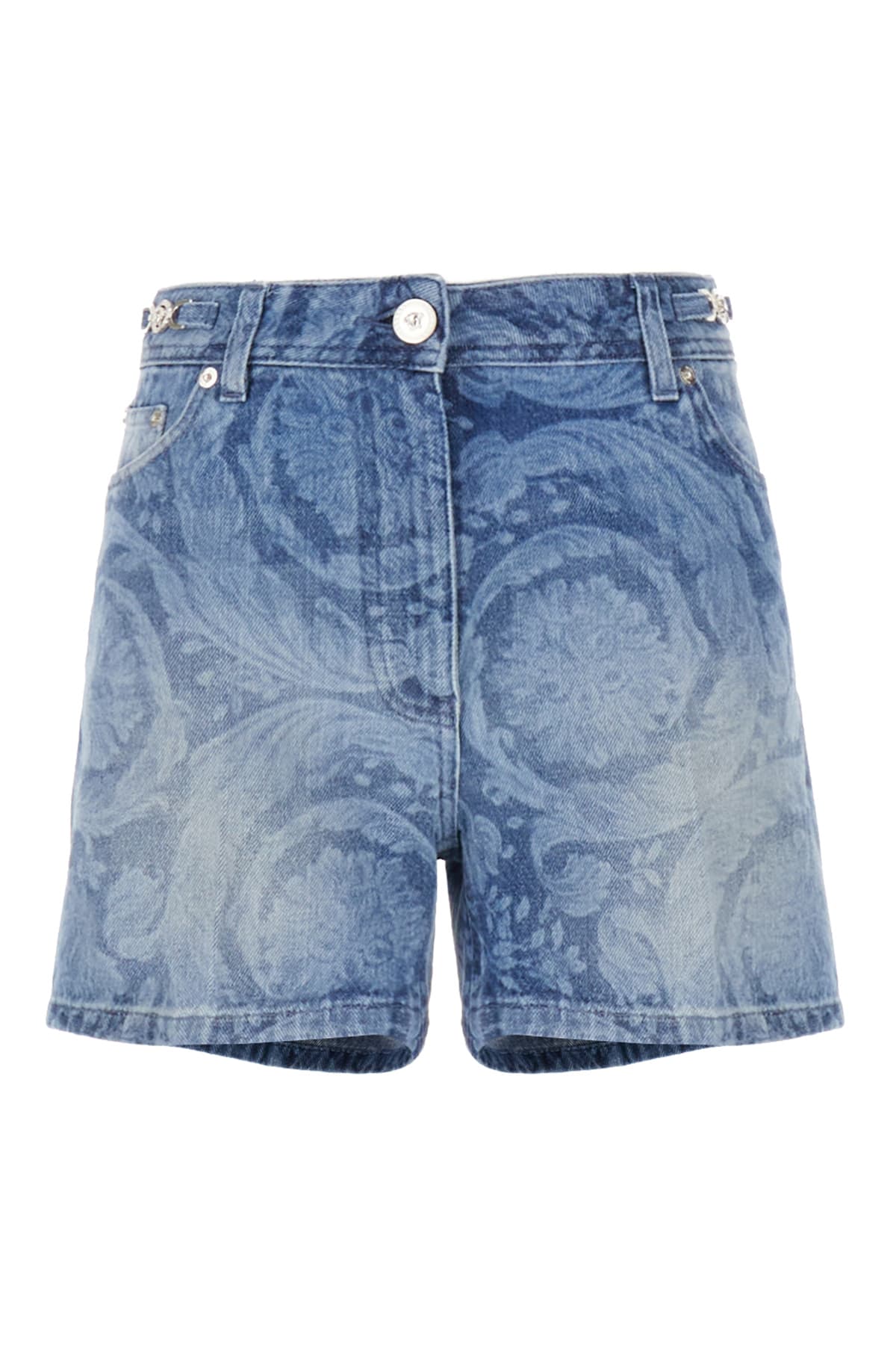 VERSACE PRINTED DENIM SHORTS 