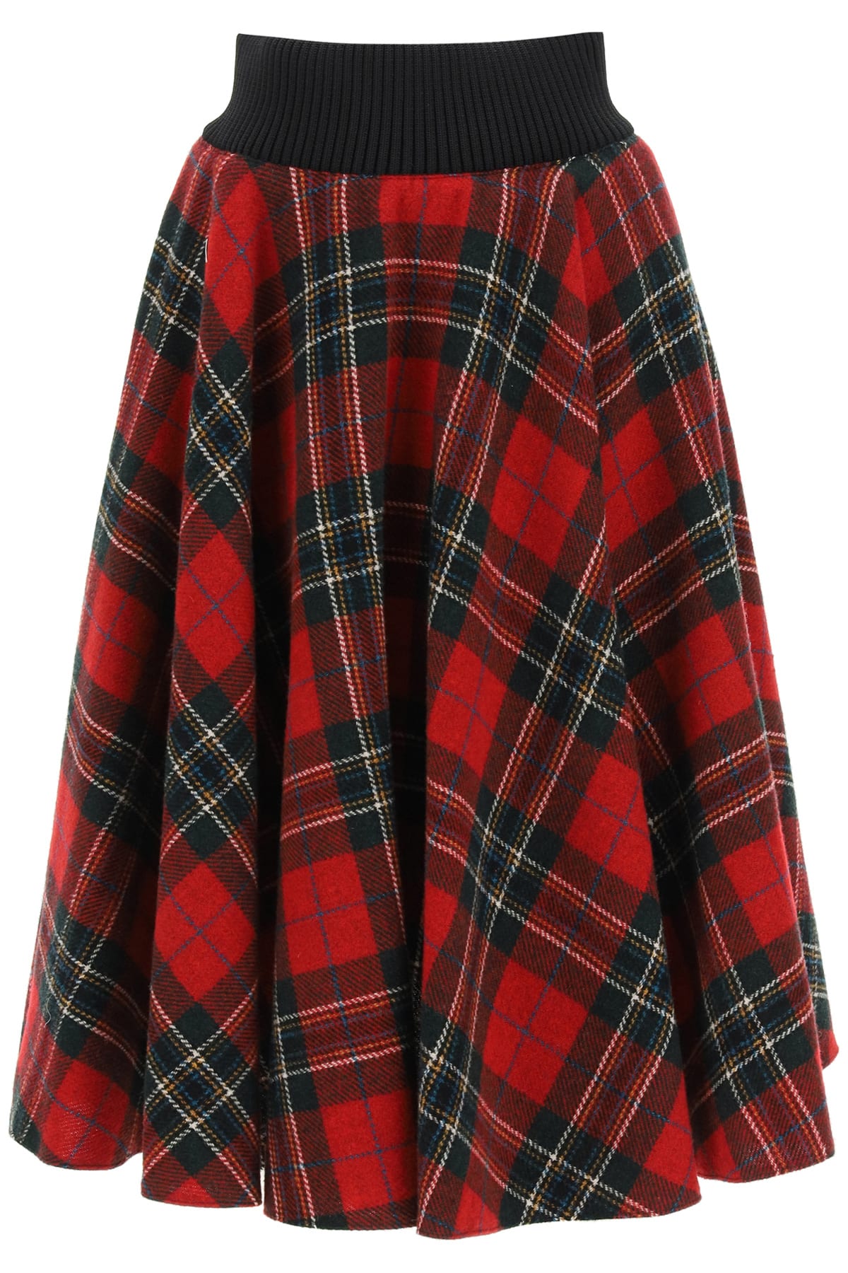 RED Valentino Tartan Wool Midi Skirt