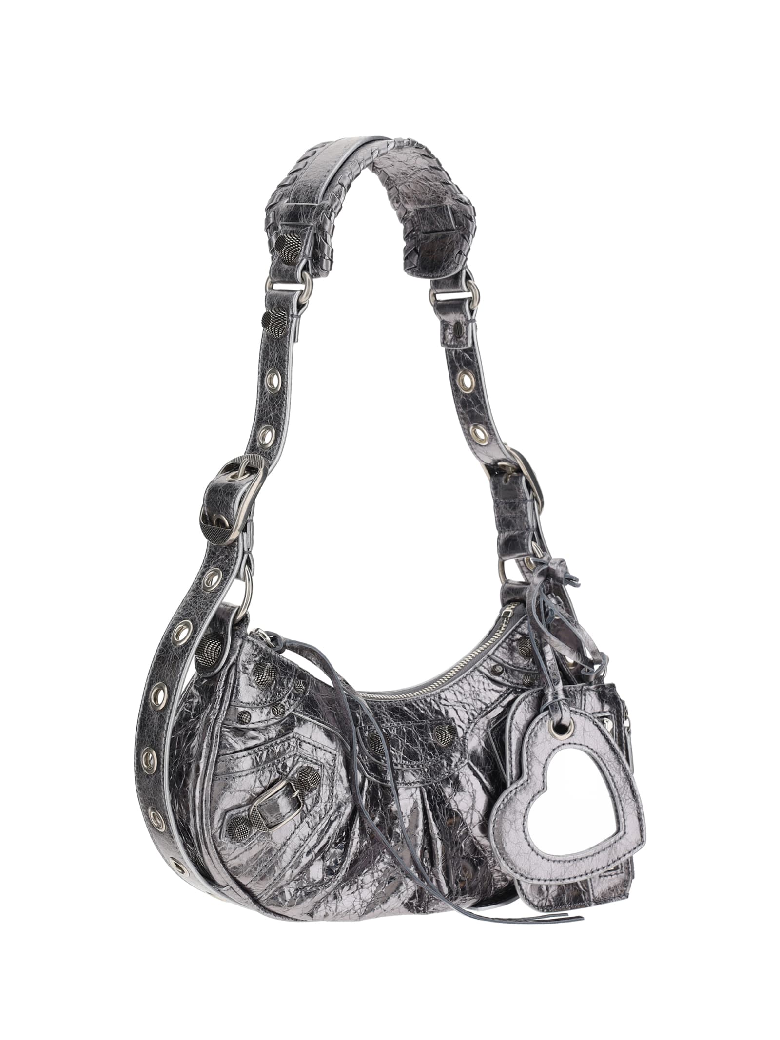 Shop Balenciaga Le Cagole Shoulder Bag In Silver