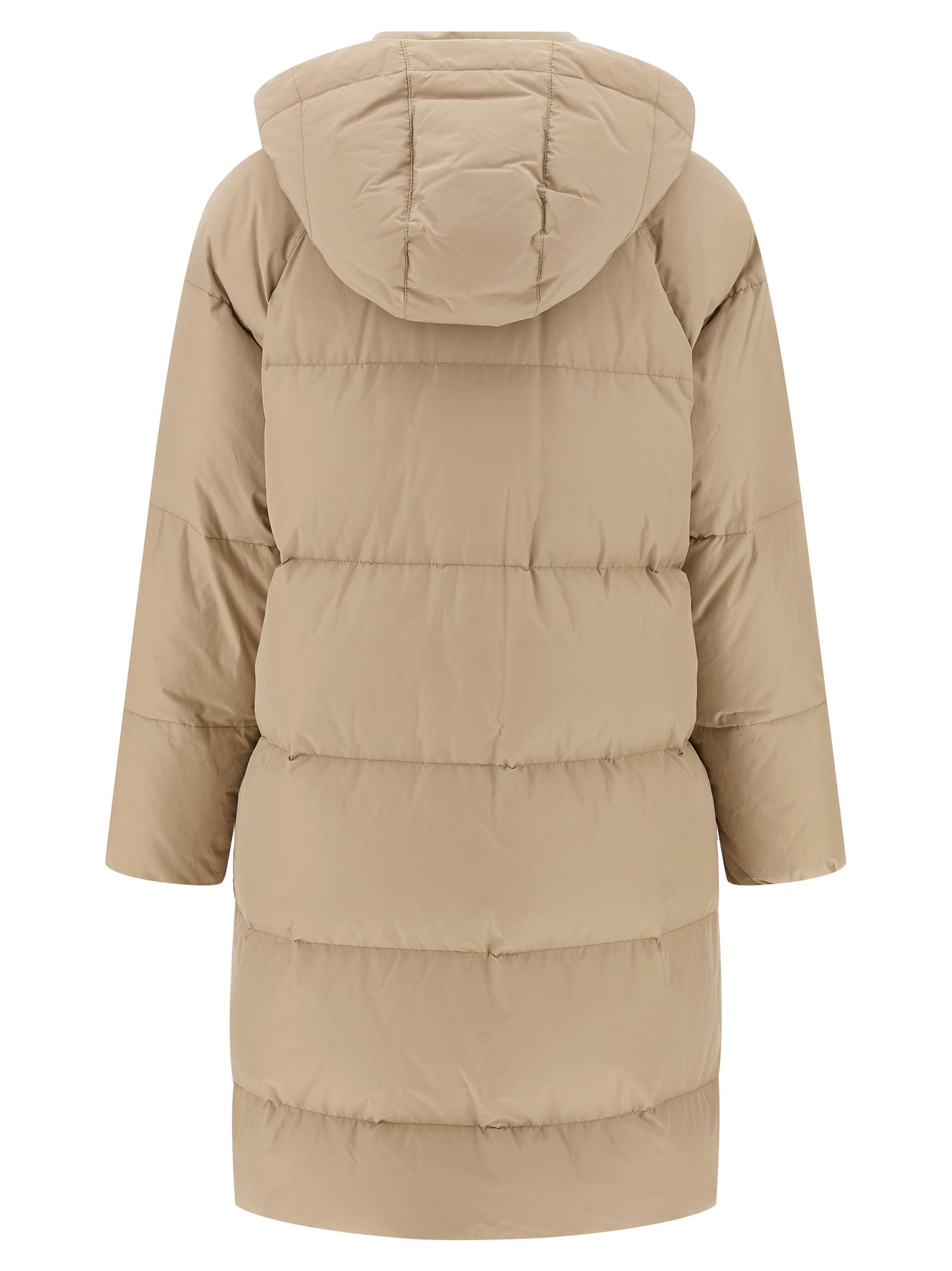 Brunello Cucinelli Shiny Zipper Pull Down Jacket In Neutral