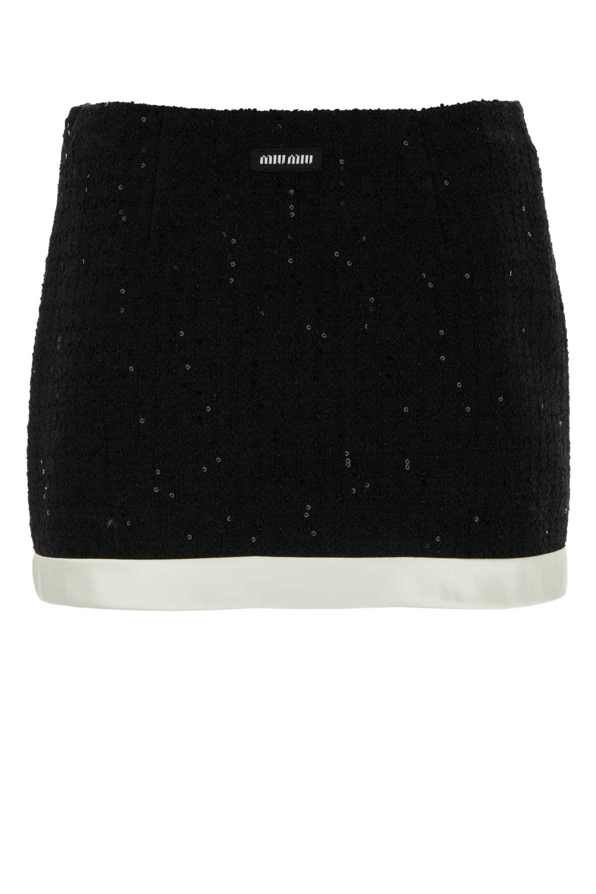 Miu Miu Black Cotton Blend Mini Skirt In Nero