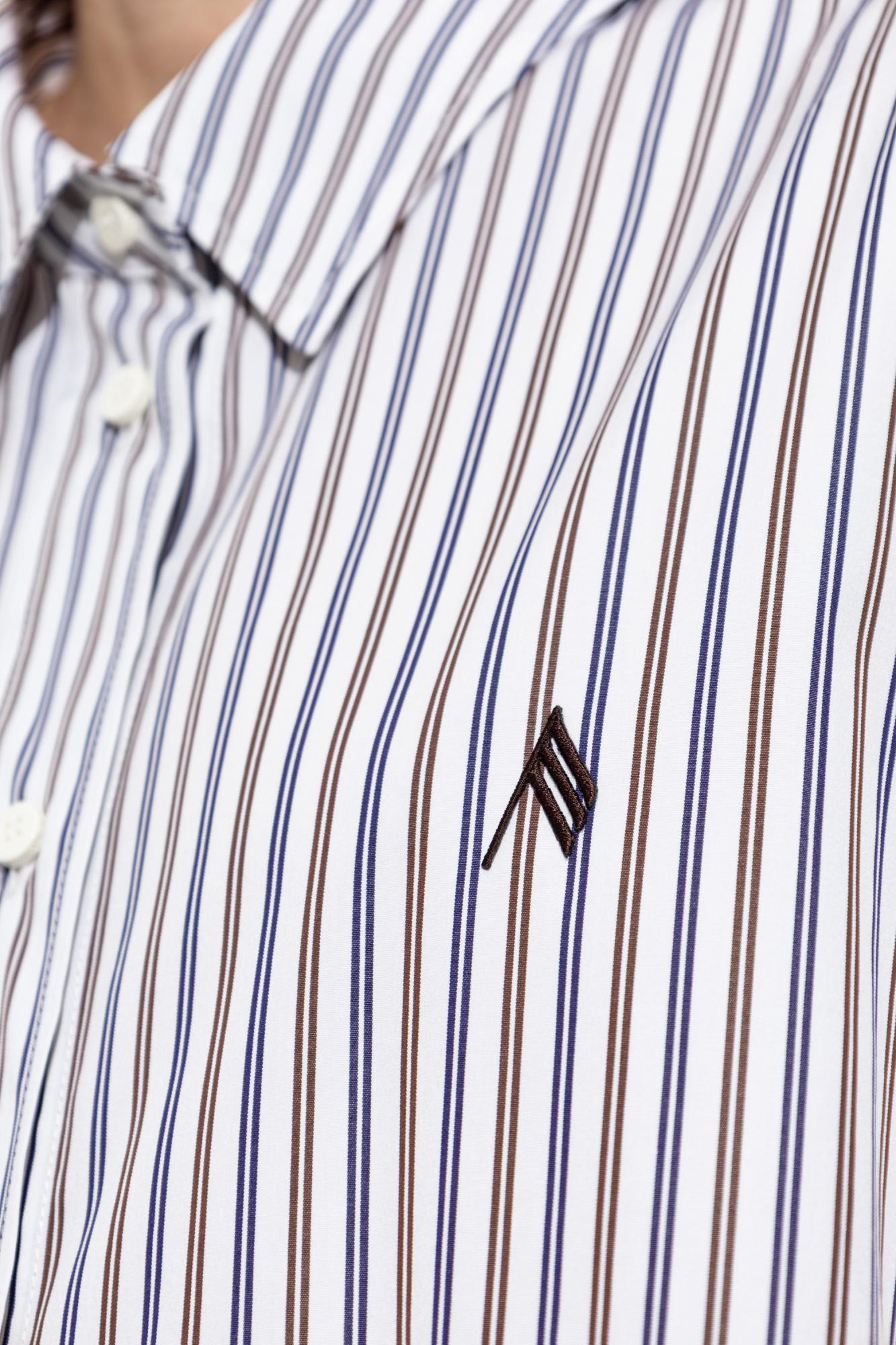Attico Striped Cotton Shirt With Long Sleeves In White