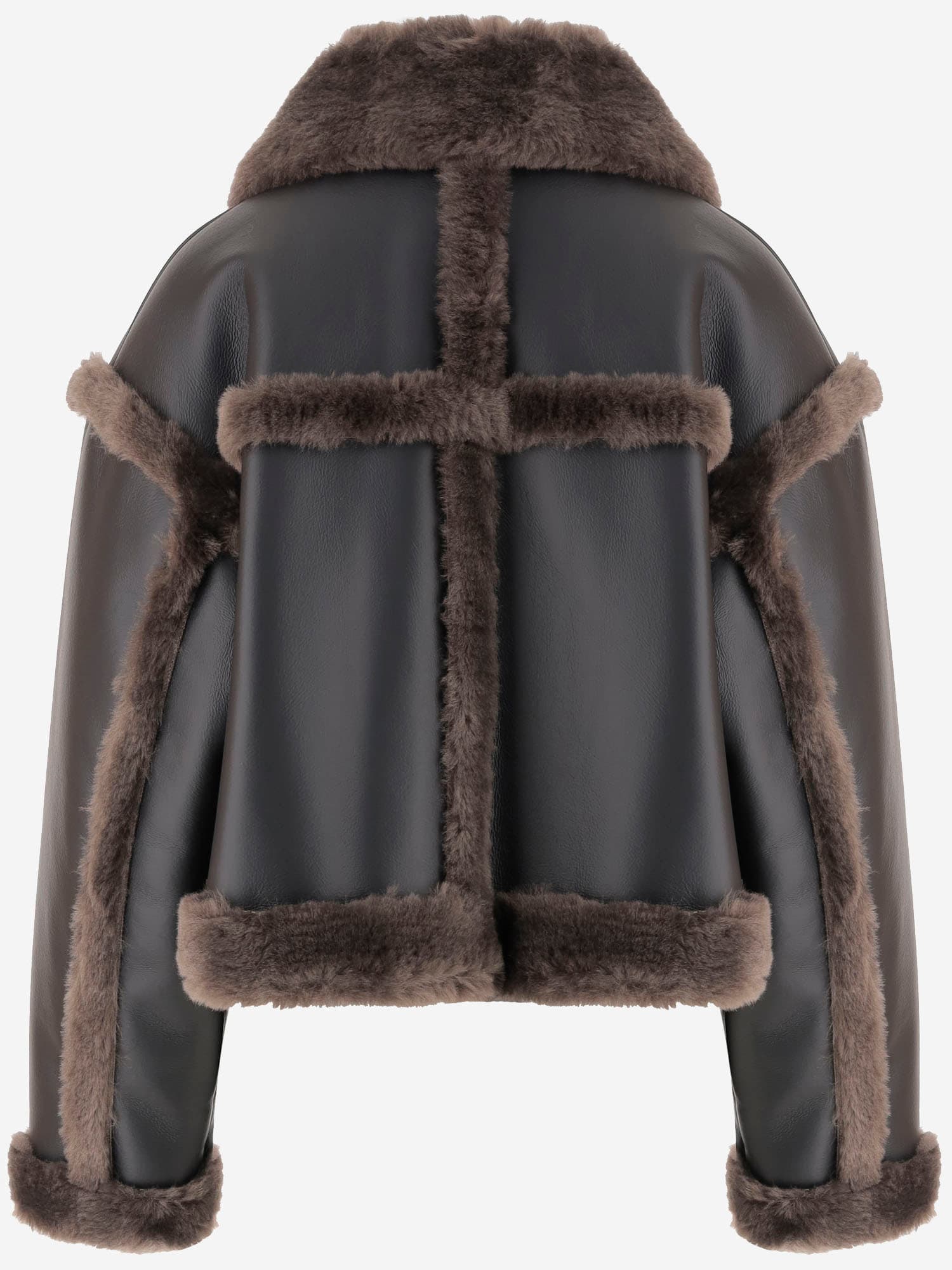 Stand Studio Kristy Synthetic Leather Jacket With Fur Details In Black