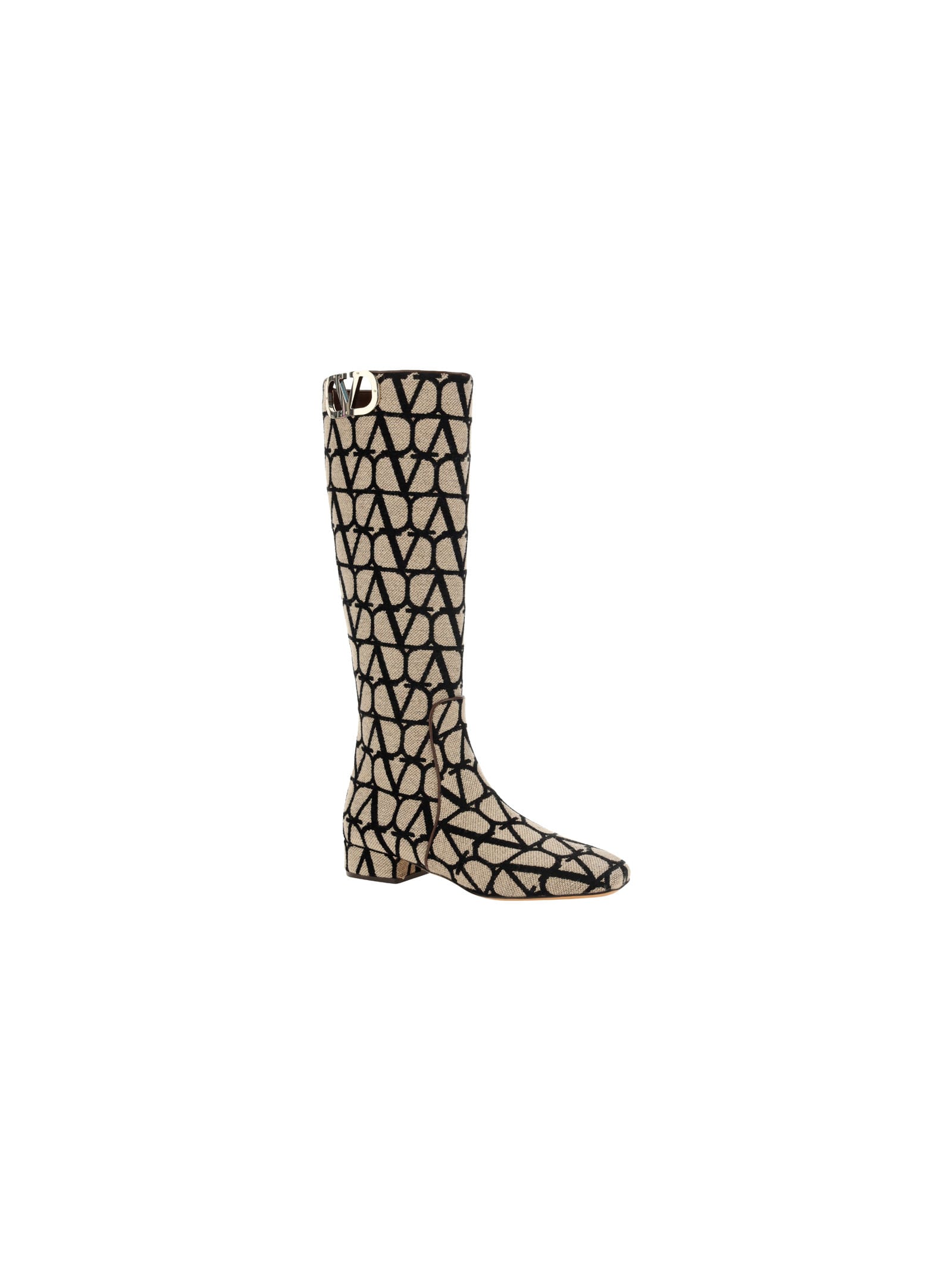 Valentino Garavani Canvas Logo Boots In White