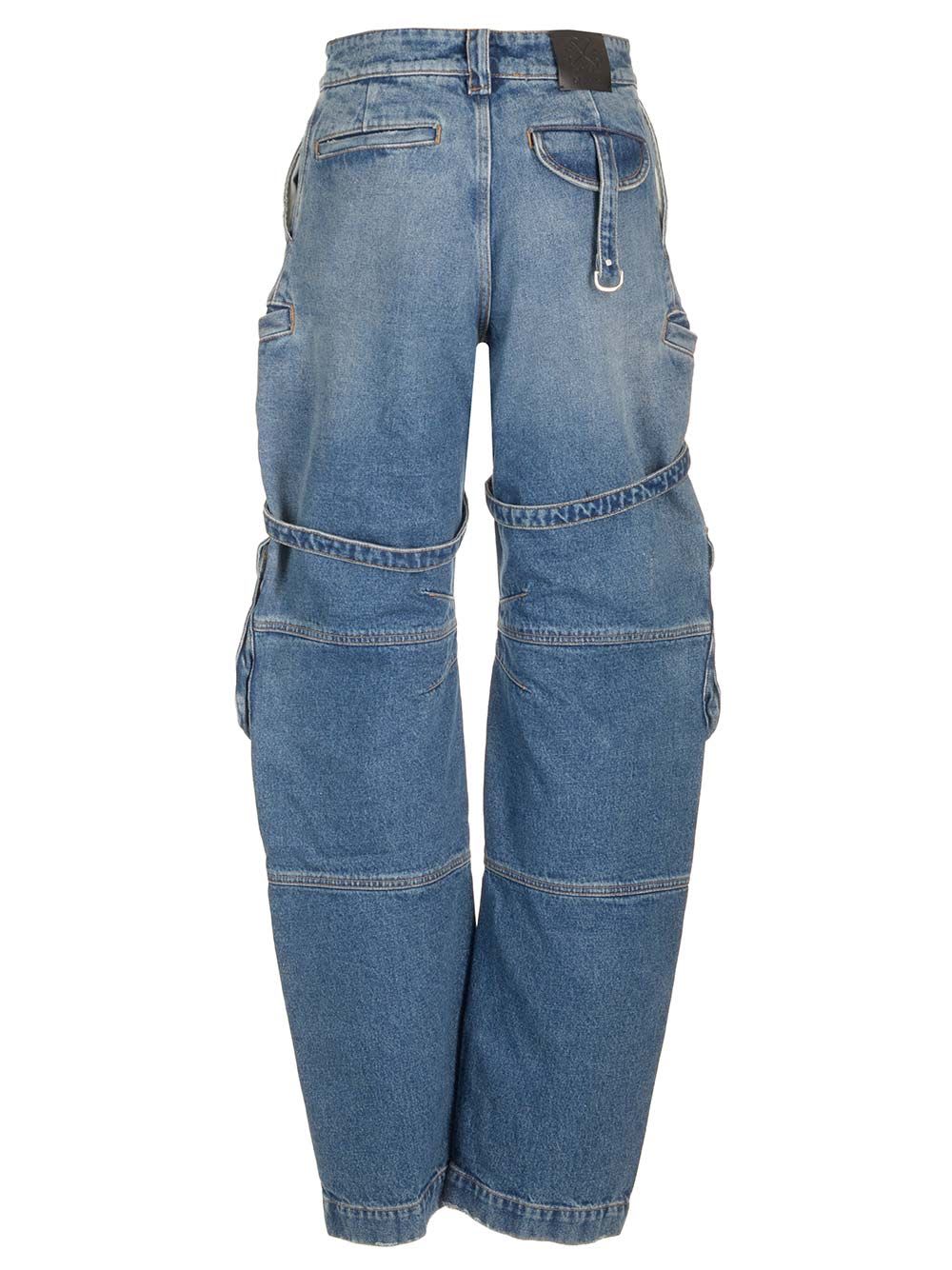 Shop Off-white Oversized Cargo Jeans In Blue