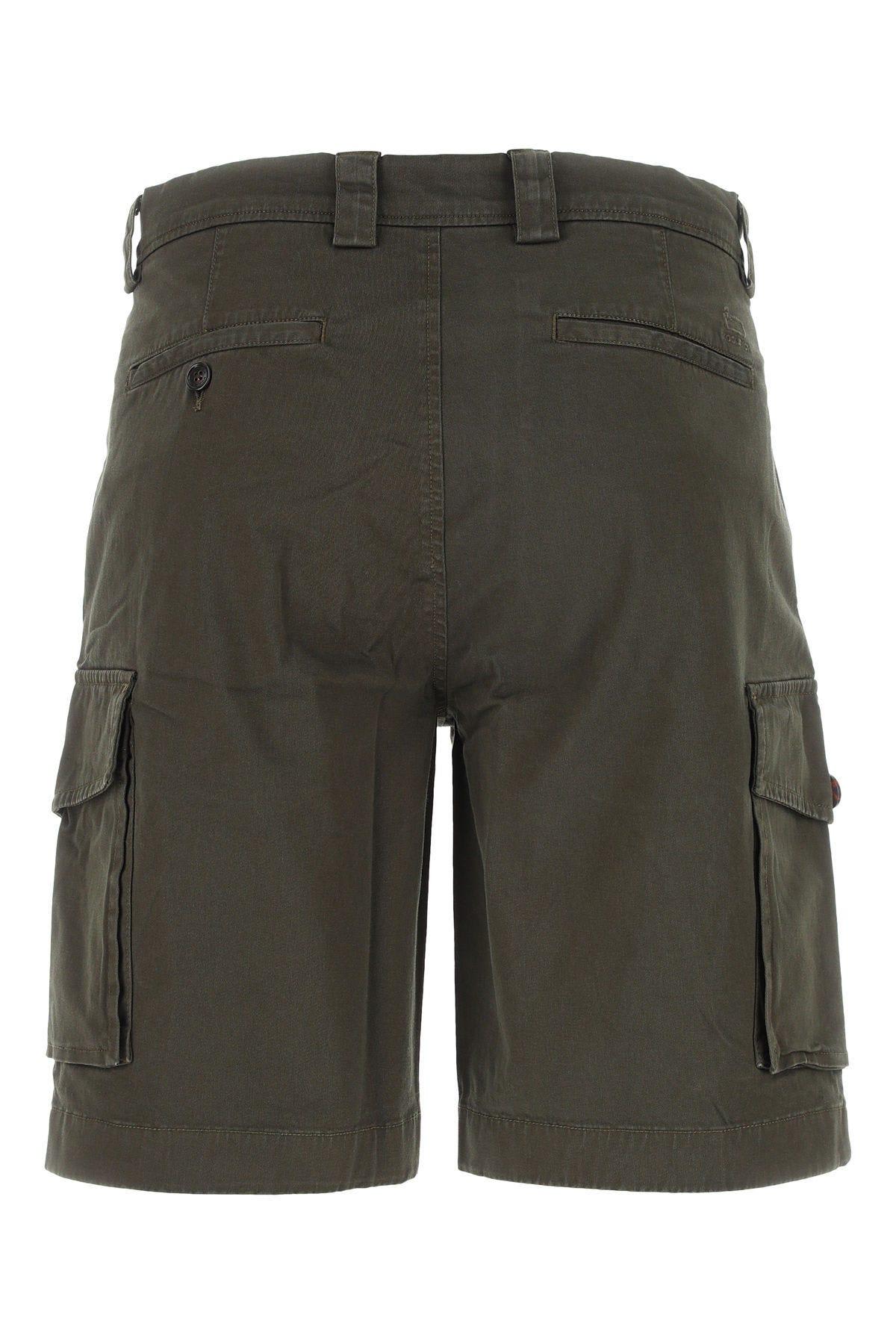 Shop Woolrich Mud Stretch Cotton Bermuda Shorts In Military
