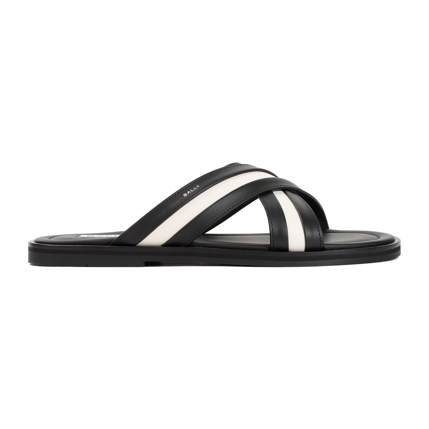 Bally Logo Stripe Slides In Black Bone