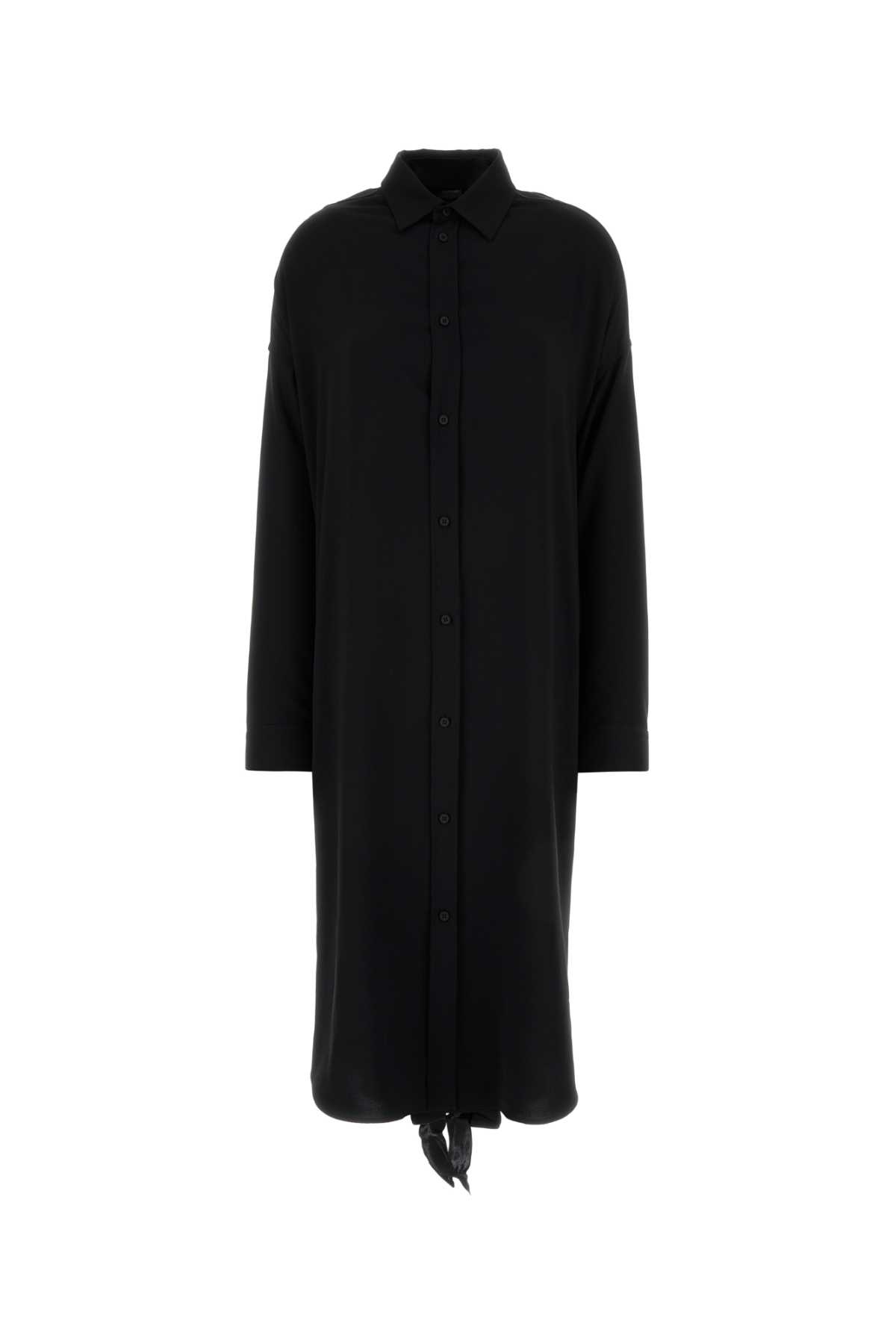 Balenciaga Women Black Crepe Shirt Dress In Black