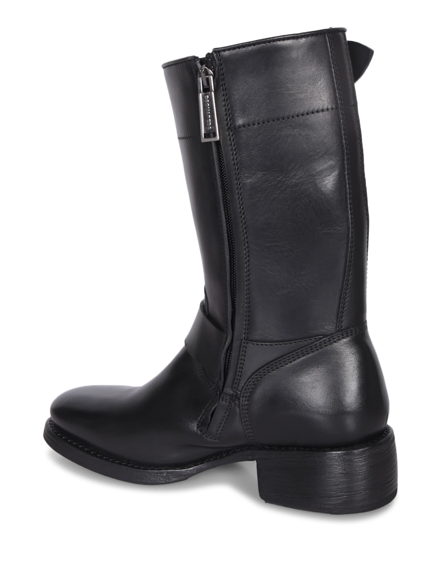 Shop Dsquared2 Biker Leather Black Boots