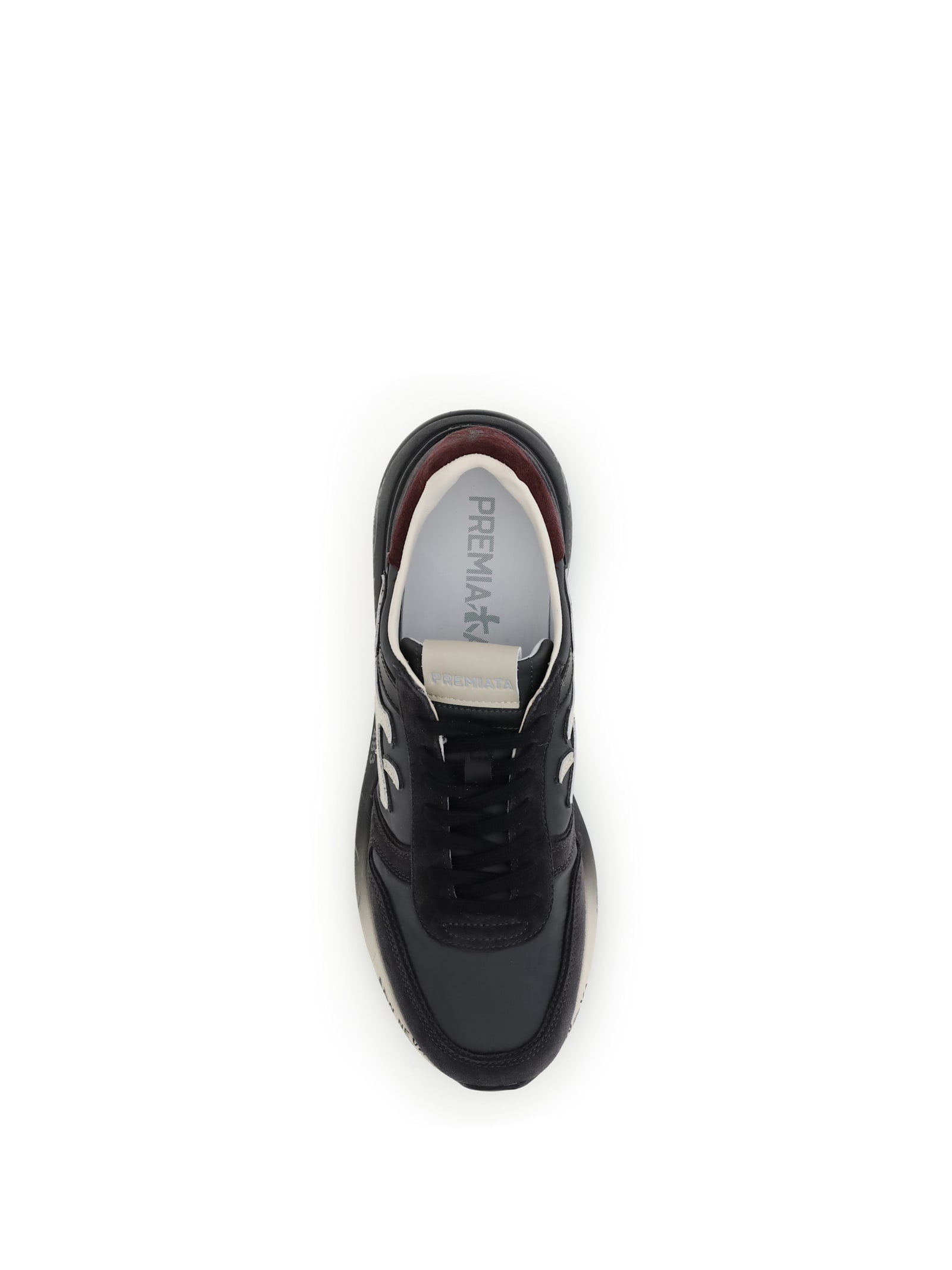 Premiata Casual Low Top Sneakers With Suede Accents In Black