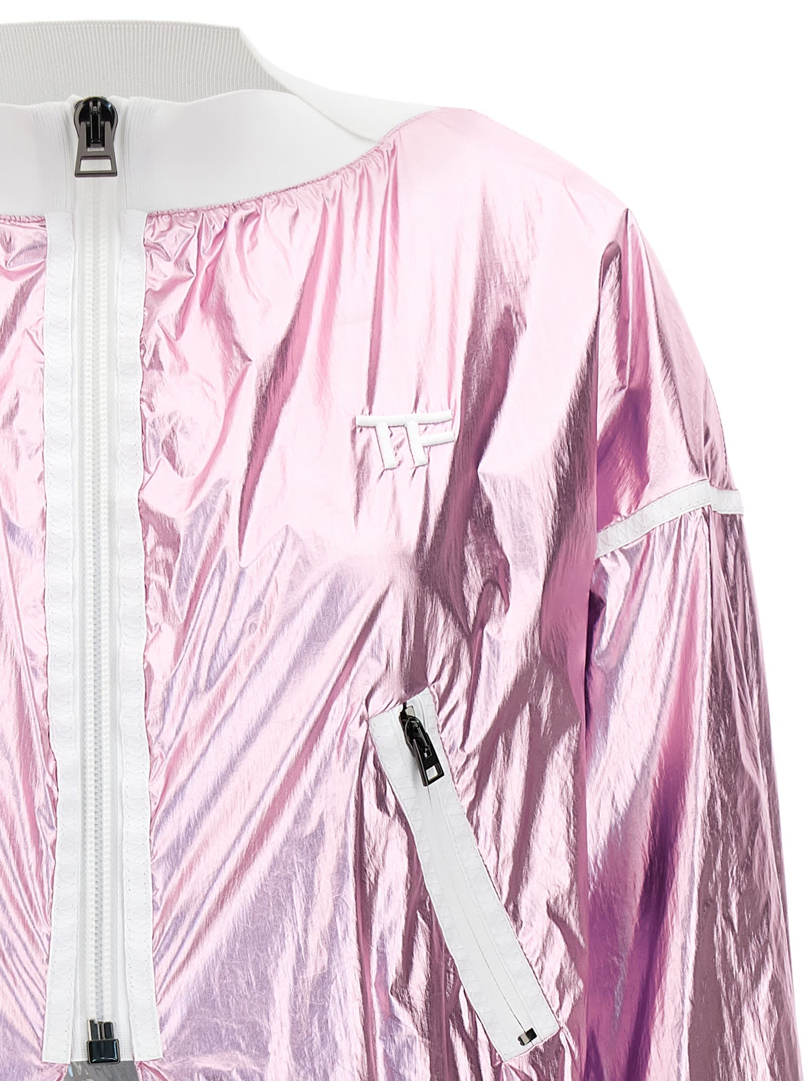 Shop Tom Ford Laminated Track Bomber Jacket In Purple