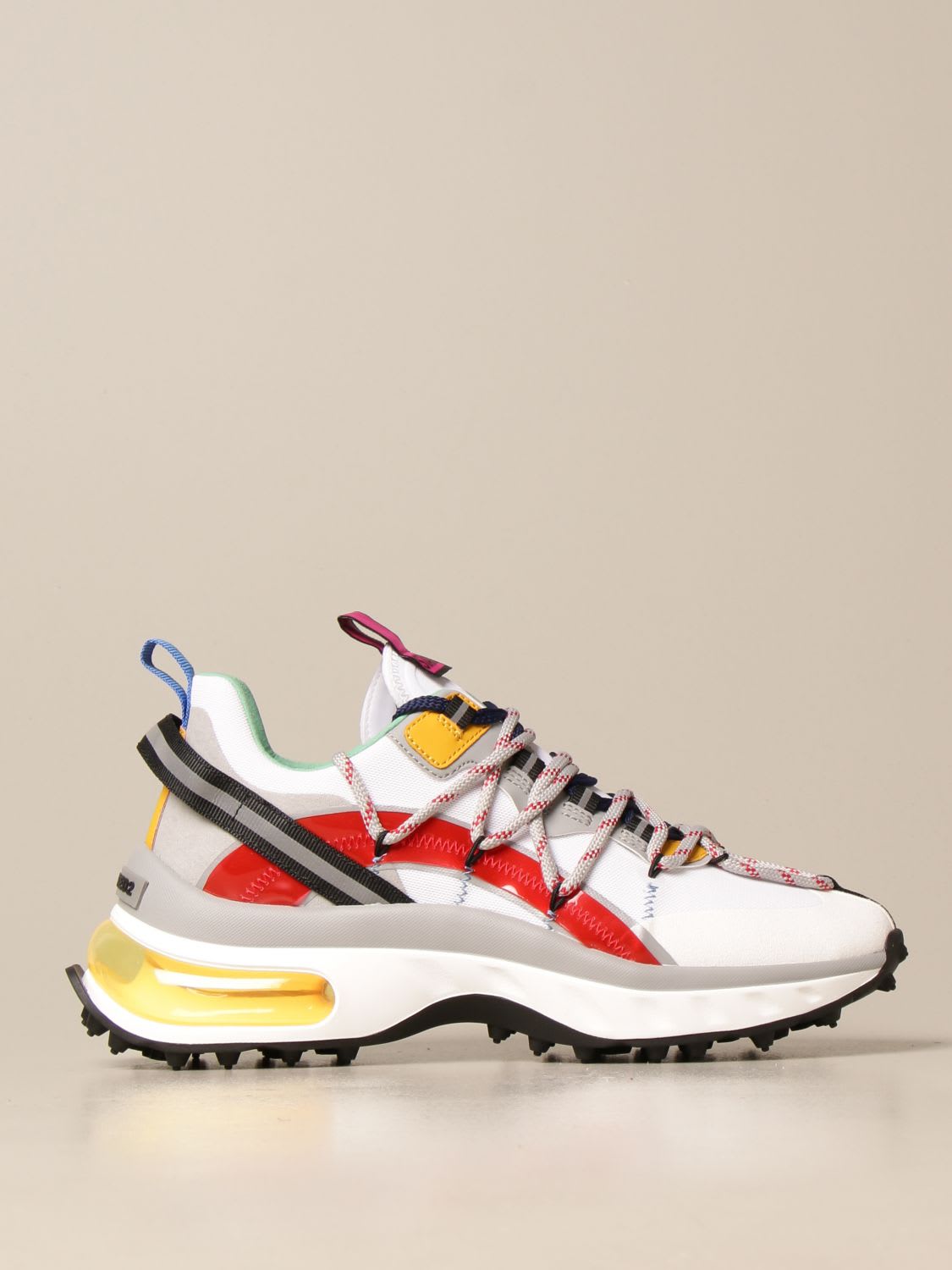 Dsquared2 Multi-panel Lace-up Sneakers In White