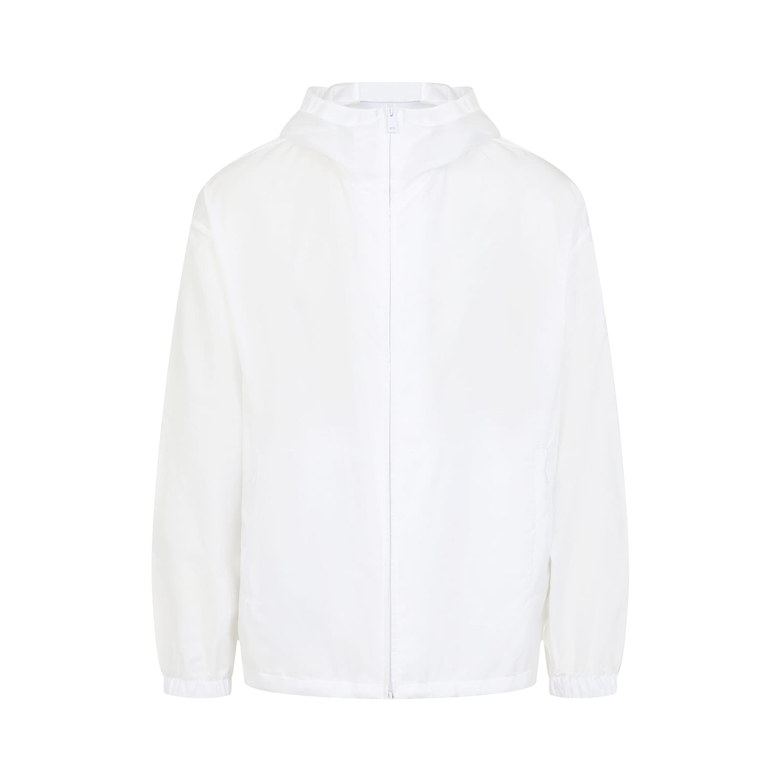 Prada White Lightweight Polyamide Jacket With Hood In White