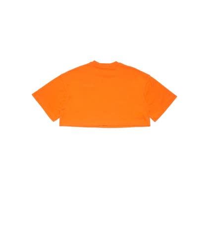 Shop Marni T-shirt Cropped Con Logo In Orange