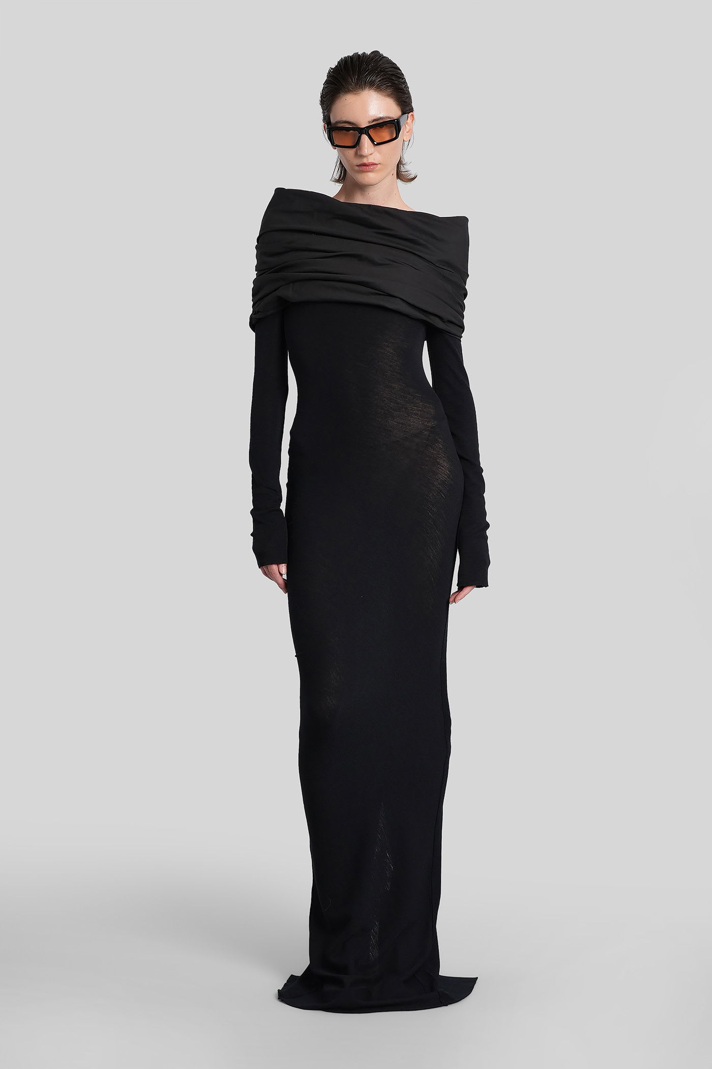 Entire Studios Draped-shoulder Maxi Dress In Black