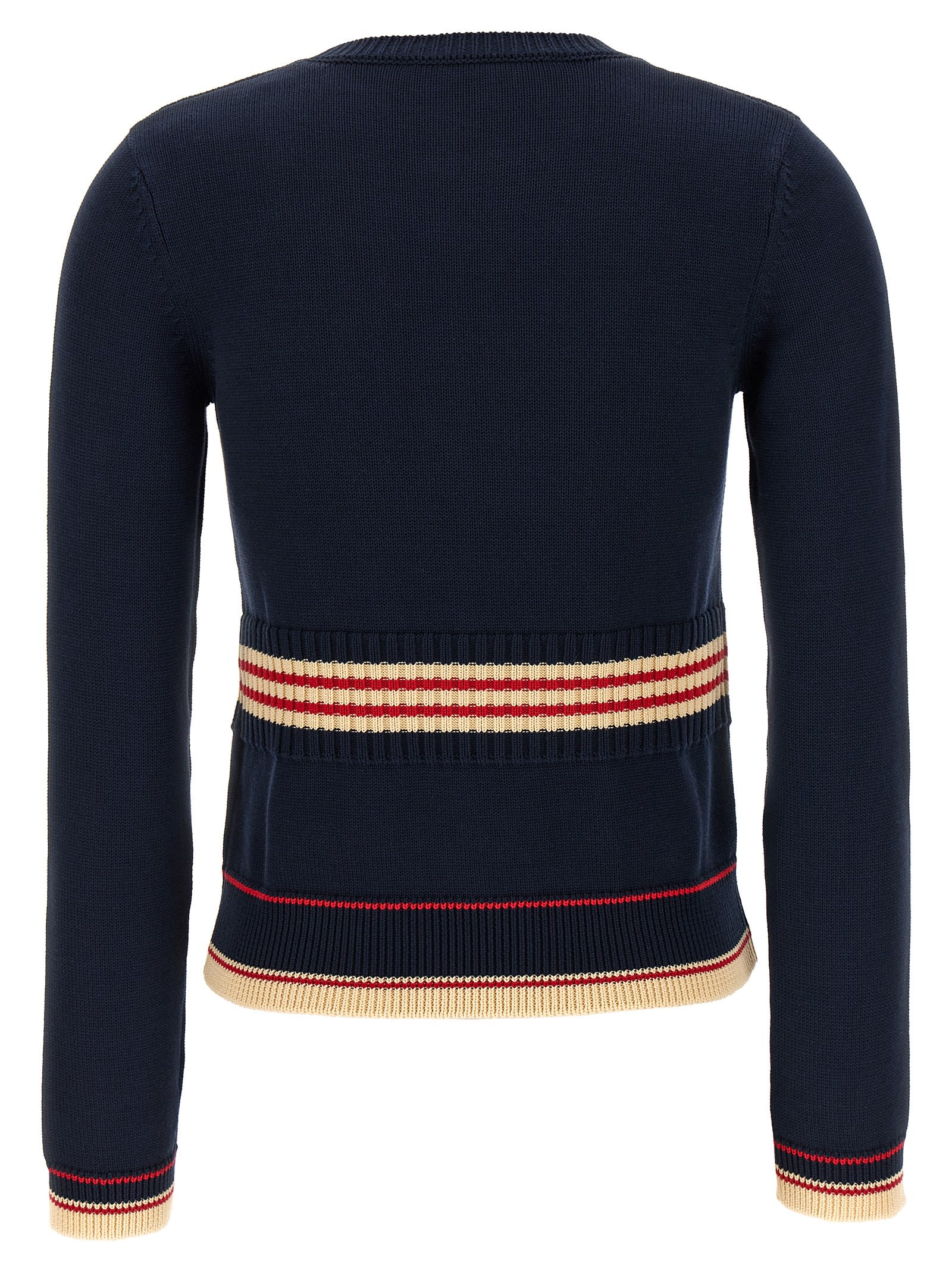 Valentino Cotton Sweater Crew Neck Long Sleeves In Blue