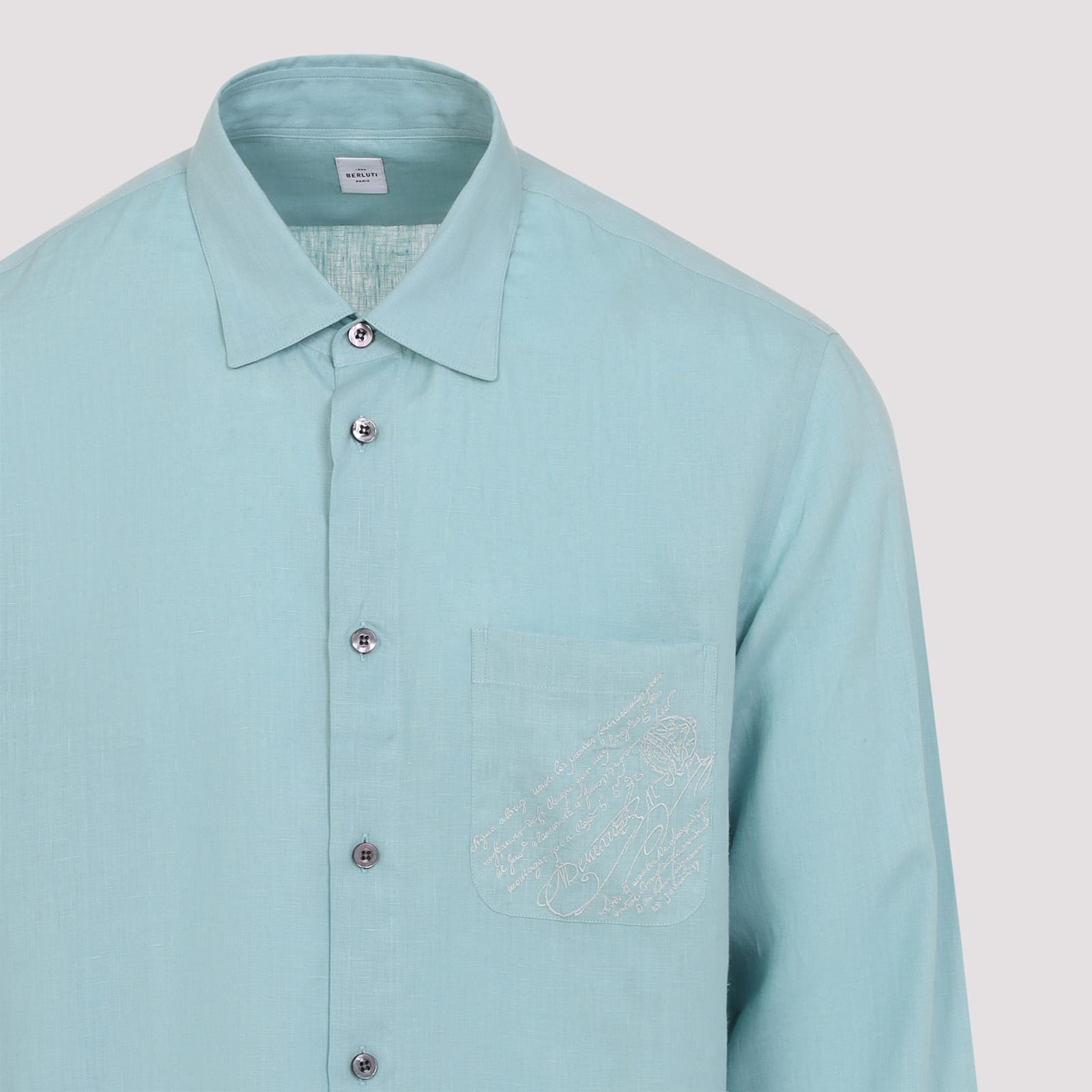 Berluti Sophisticated Linen Shirt In Blue
