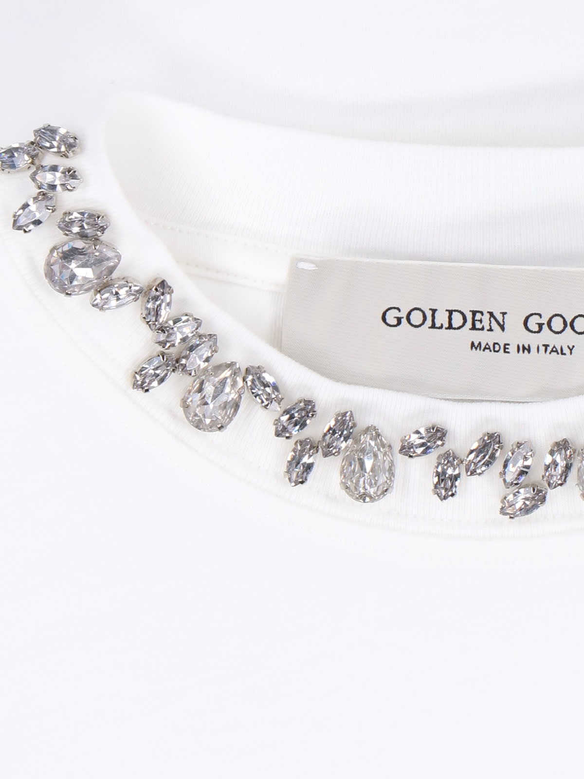Golden Goose Short-sleeved T-shirt With Sparkling Embellishments In White