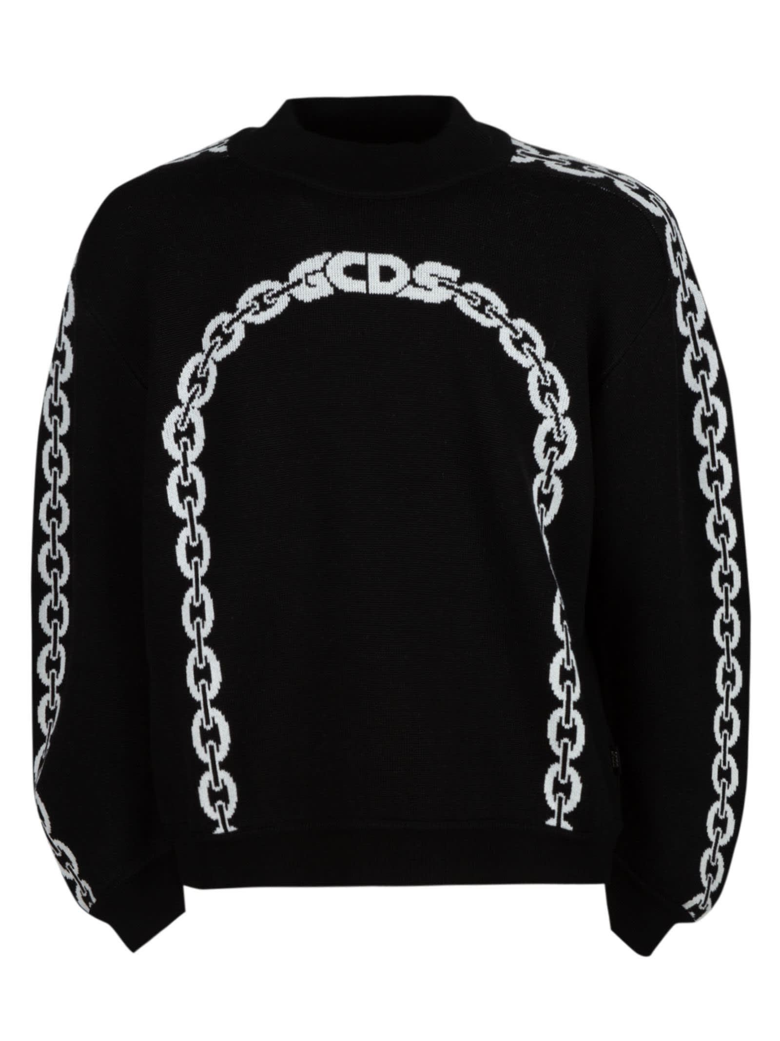 GCDS Balloon-sleeve Chain Logo Sweater