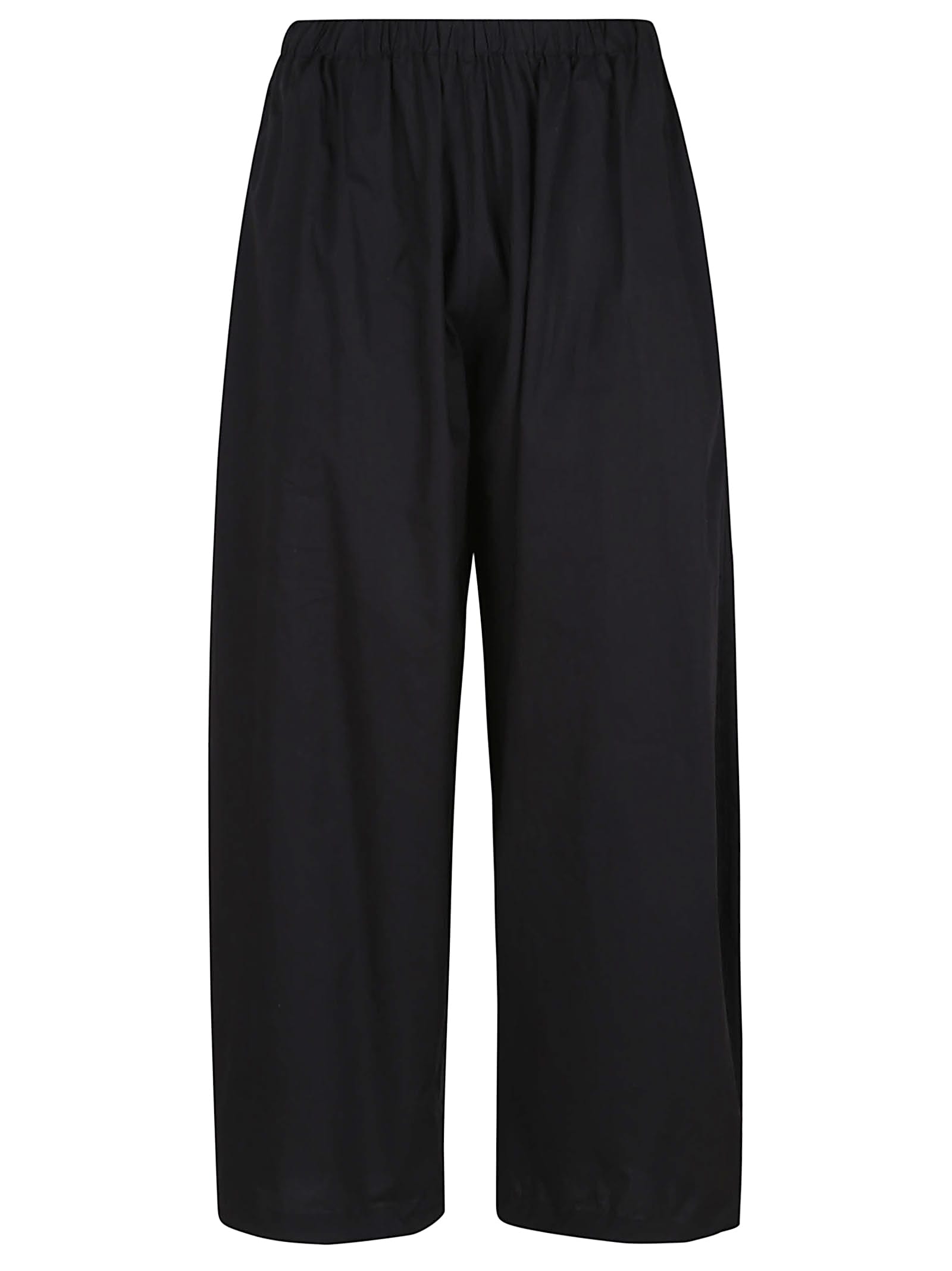 Pinko Relaxed Wide-leg Trousers With Elastic Waistband In Nero Limousine
