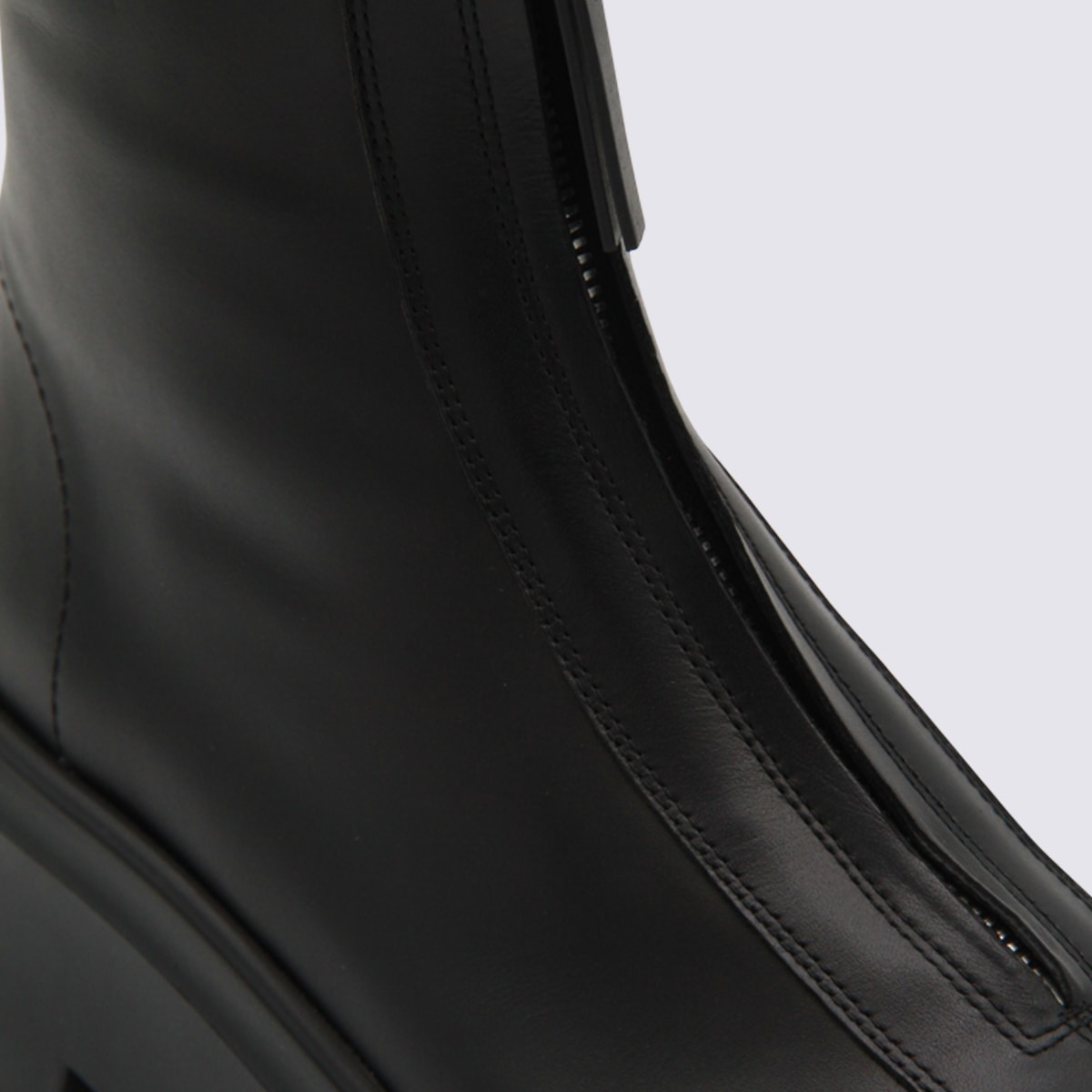The Row Black Leather Boots In Black