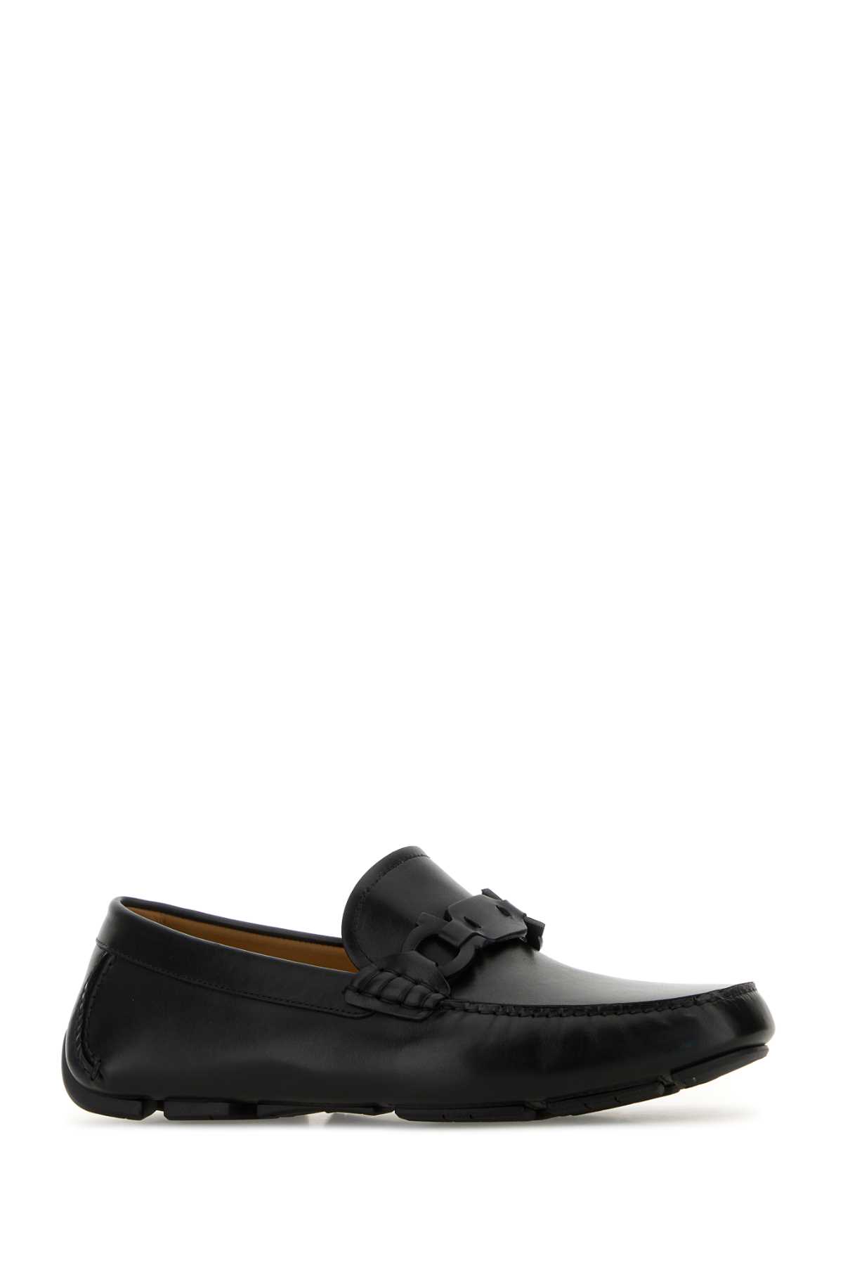 Ferragamo Black Leather Byte Loafers