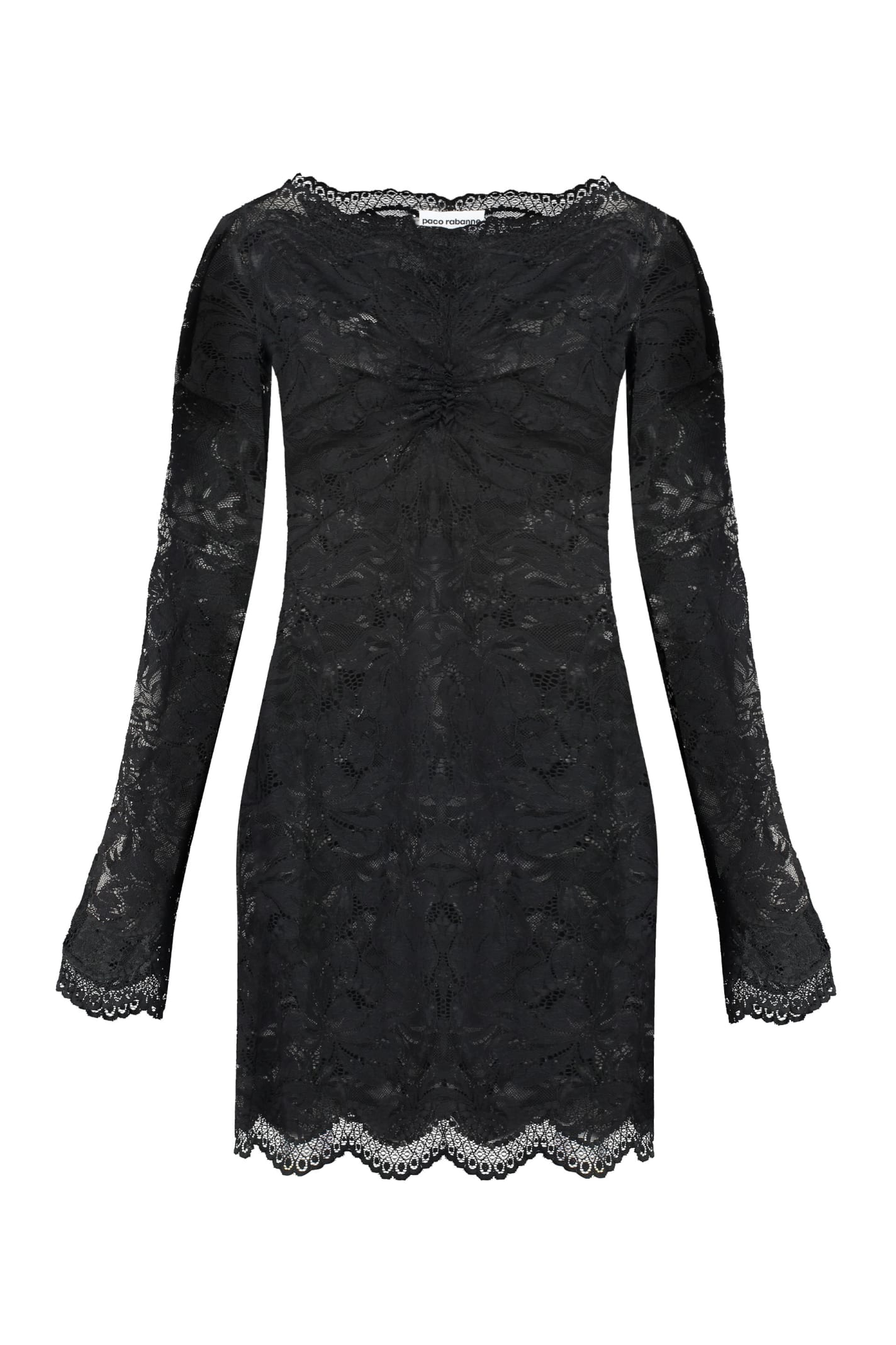 Shop Paco Rabanne Lace Mini Dress In Black