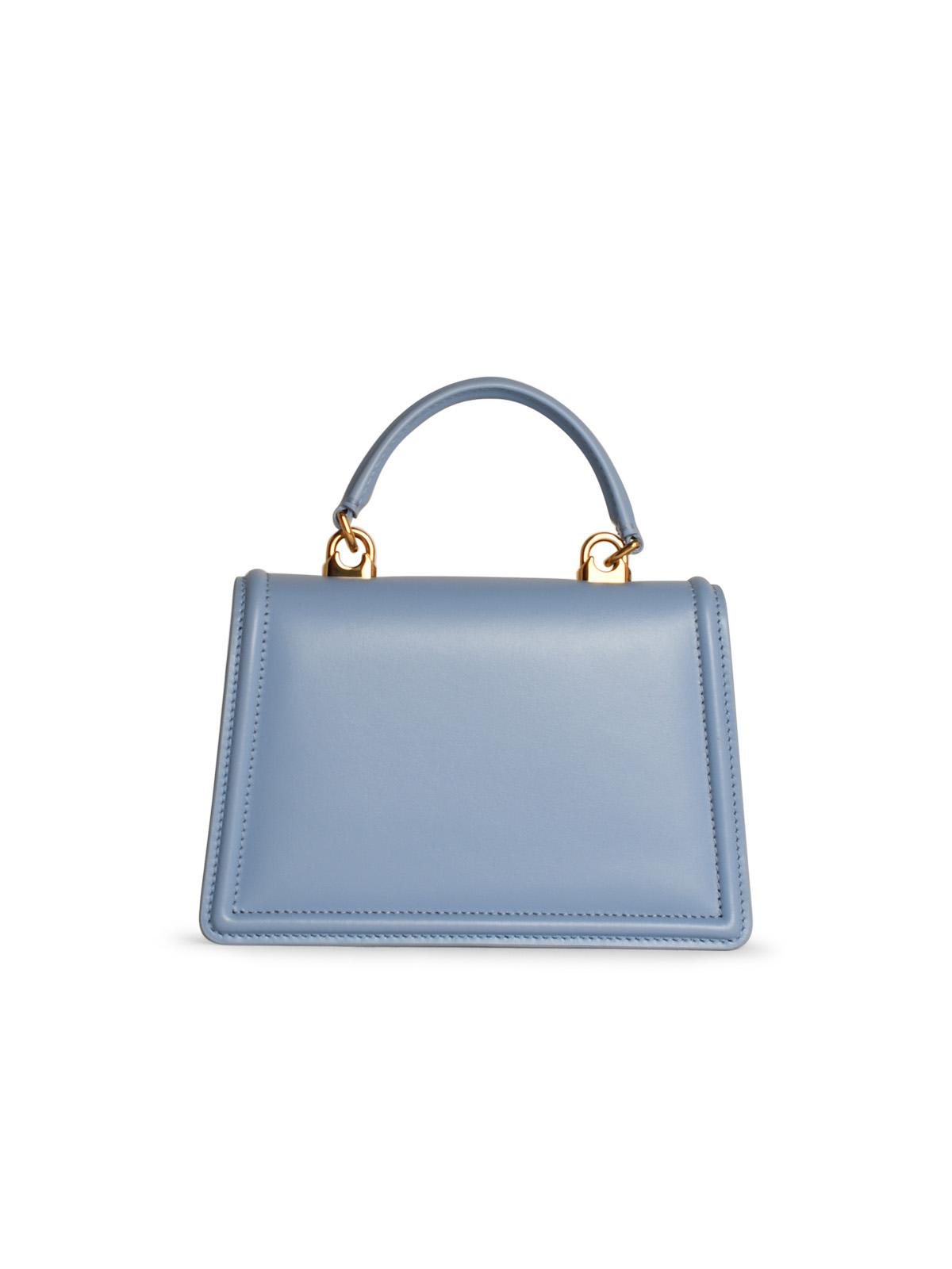 Shop Dolce & Gabbana Light Blue Leather Devotion Small Bag