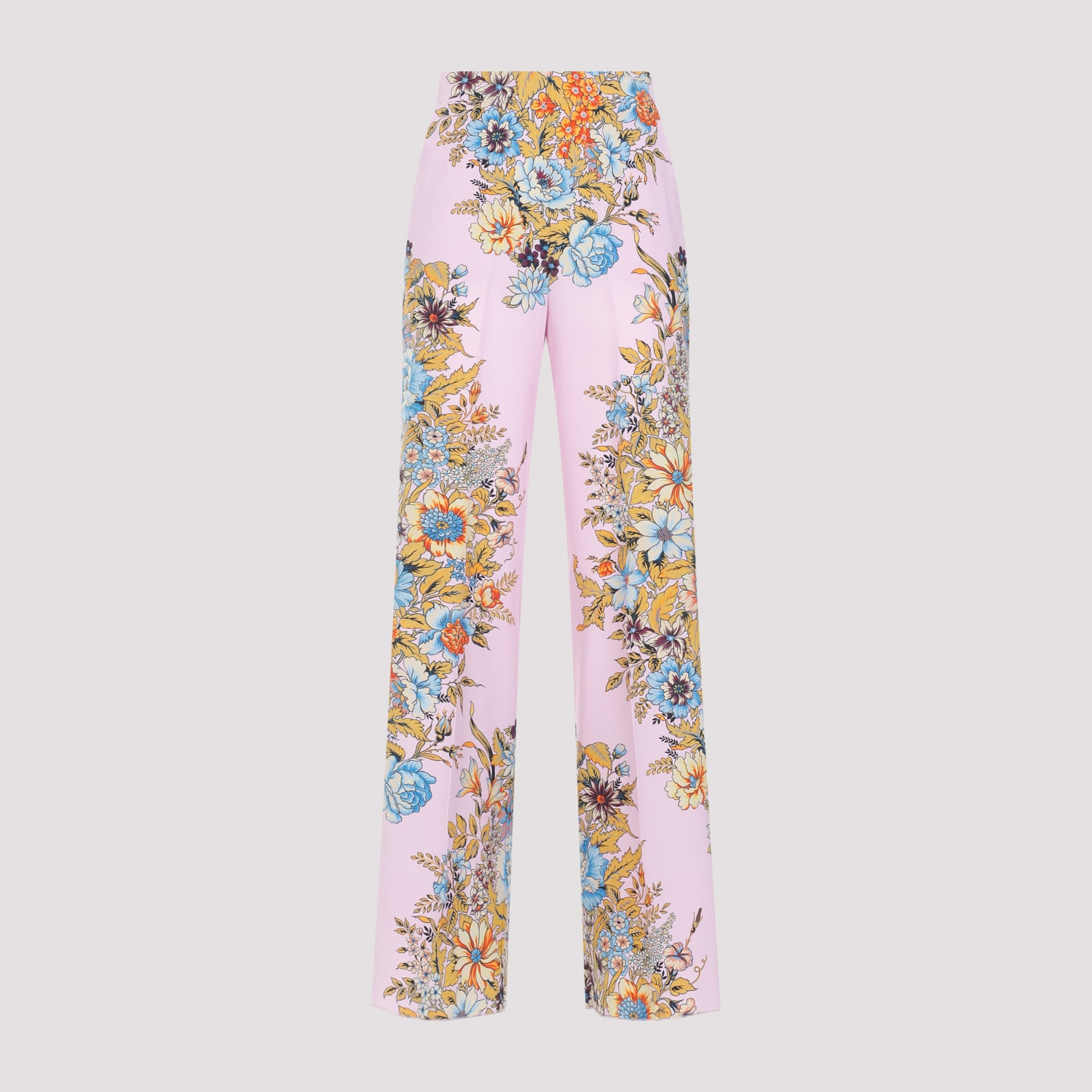 Shop Etro Silk Pants In Stampa Fdo Viola